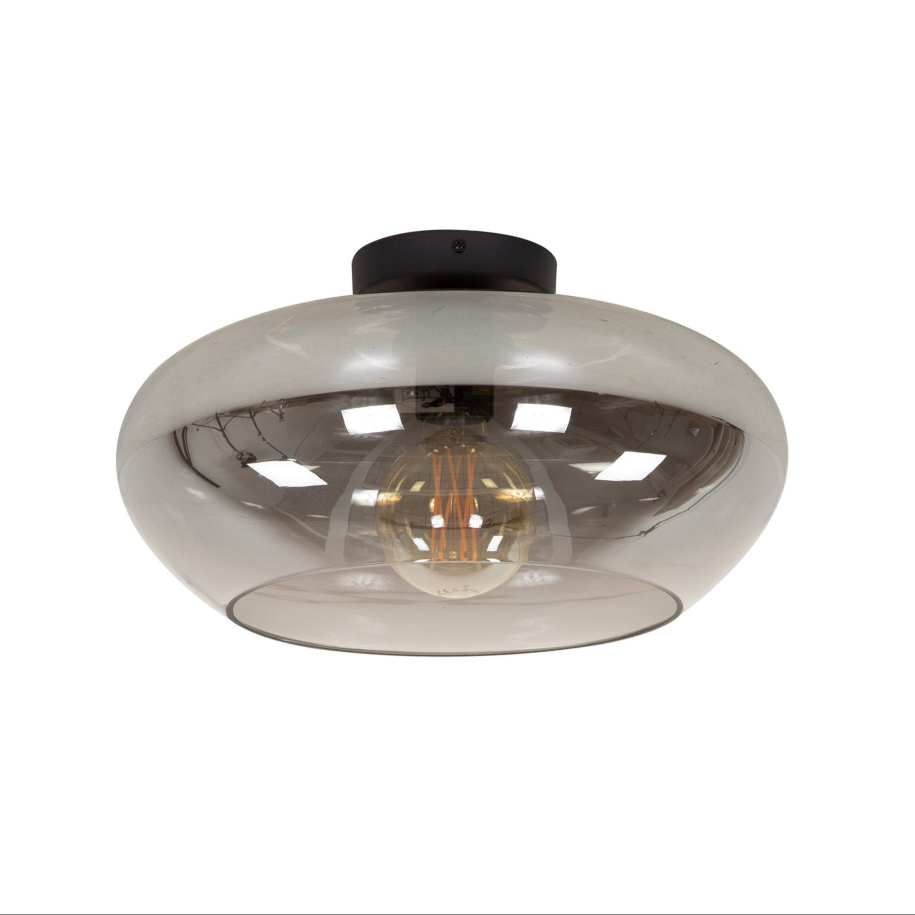 Plafondlamp Solaris - 1-lichts - Smokeglas - Glas