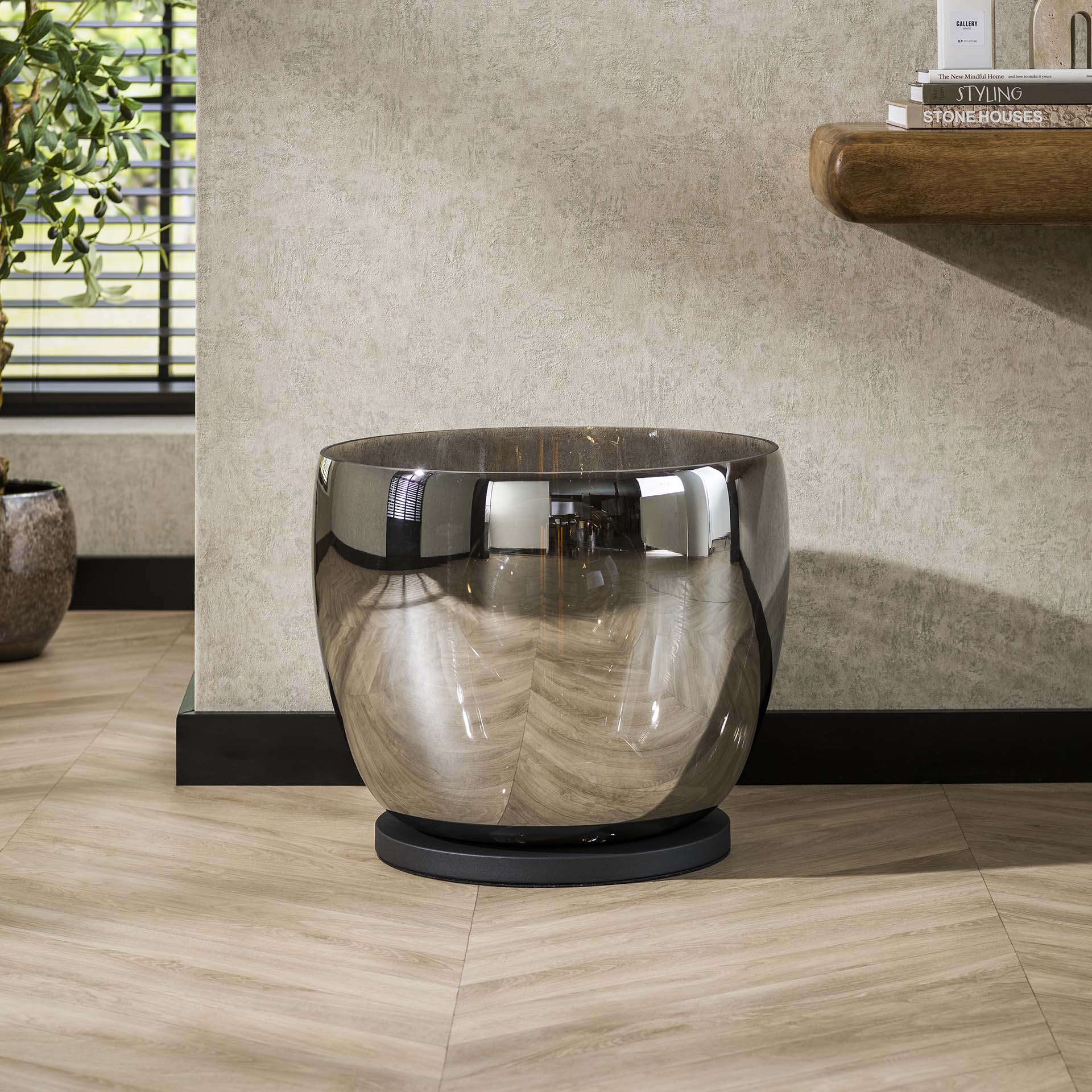 Vloerlamp Lunaris - Rook - Glas - Ø 48 cm