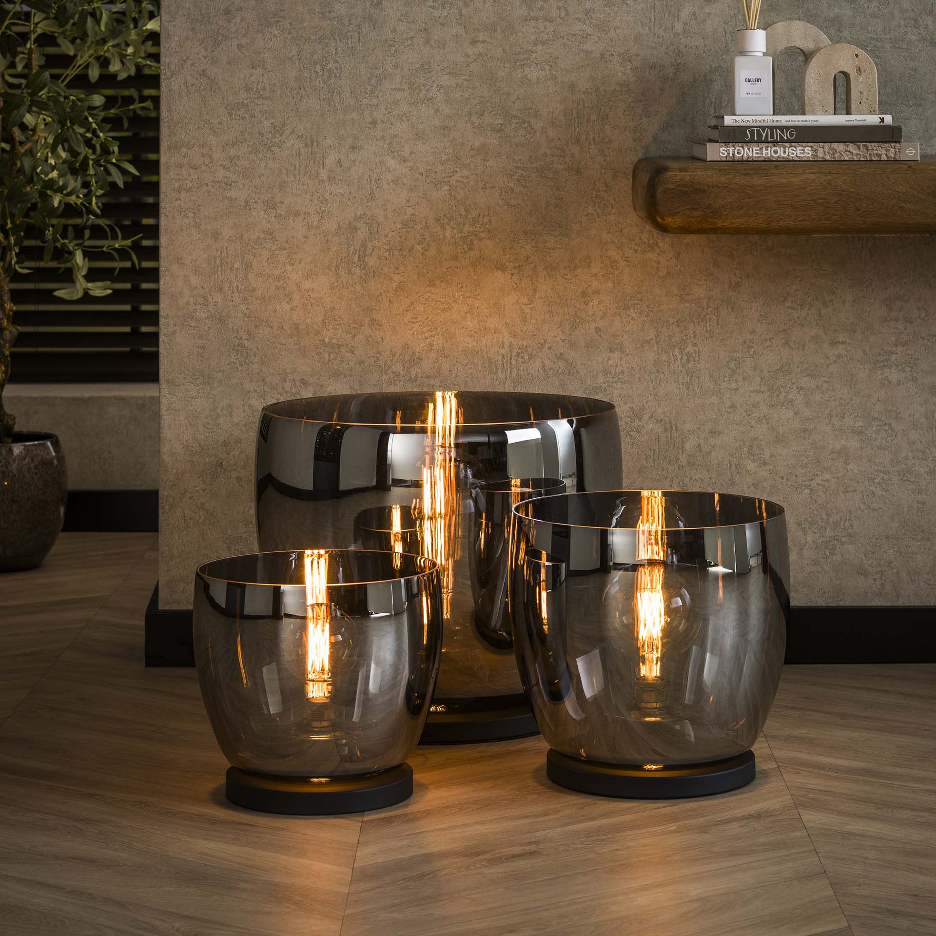 Vloerlamp Lunaris - Smoke - Glas - Ø 48 cm