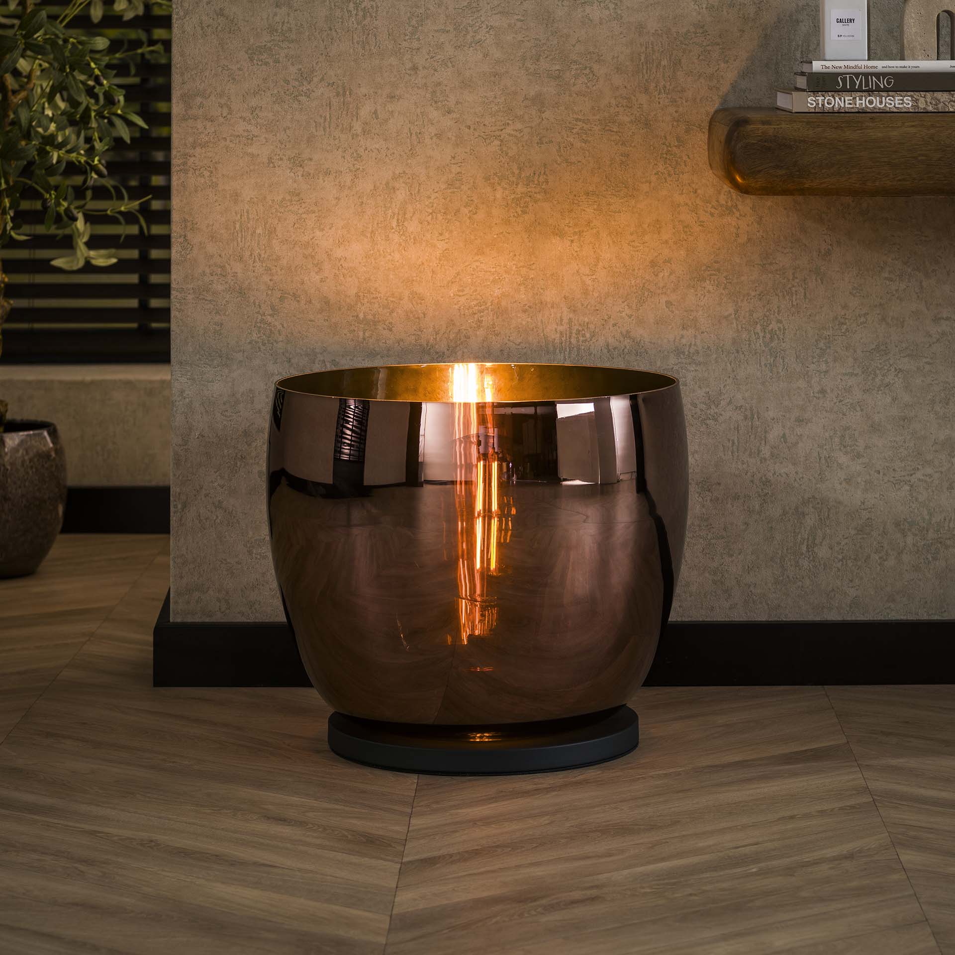 Vloerlamp Lunaris - Koper - Glas - Ø 48 cm