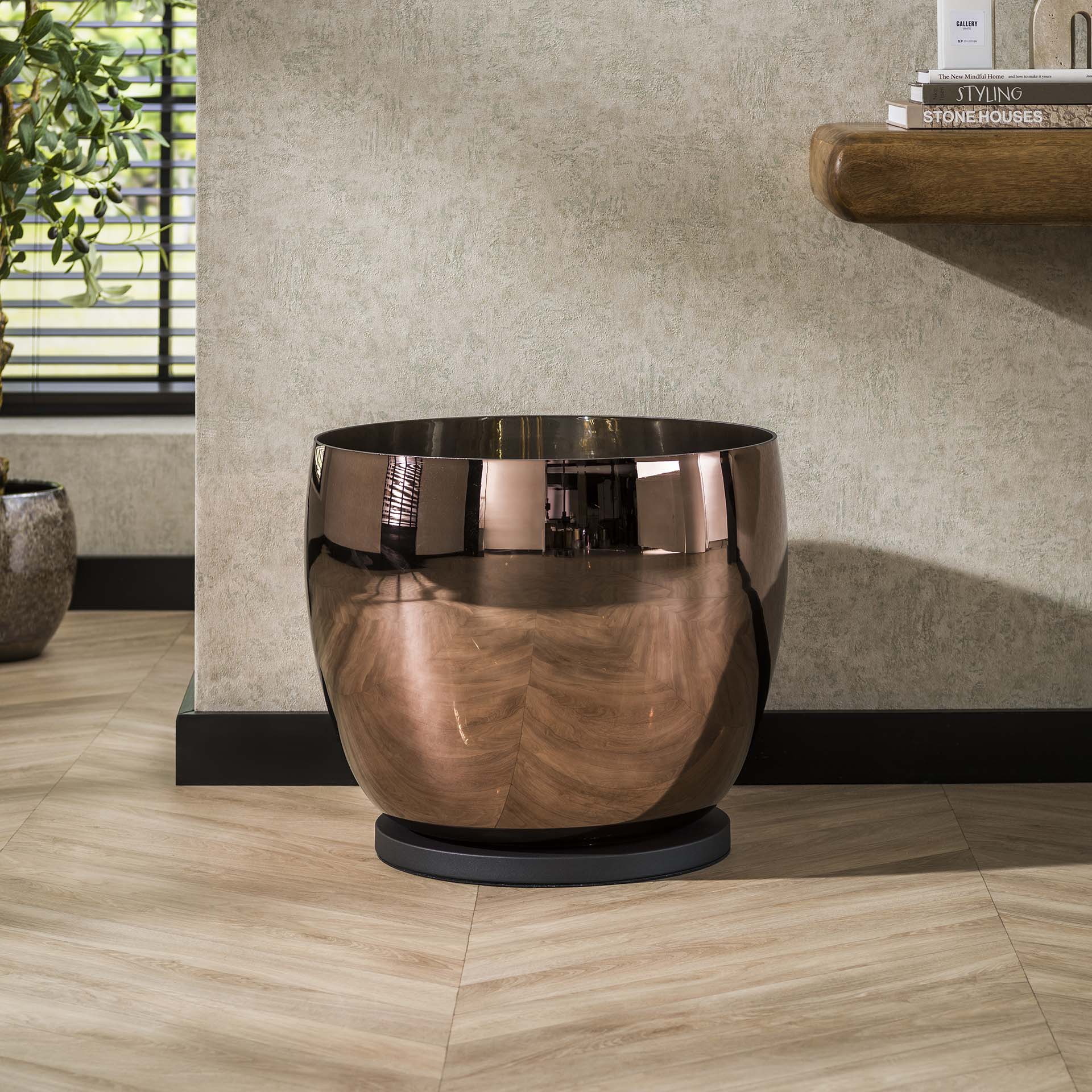 Vloerlamp Lunaris - Koper - Glas - Ø 48 cm