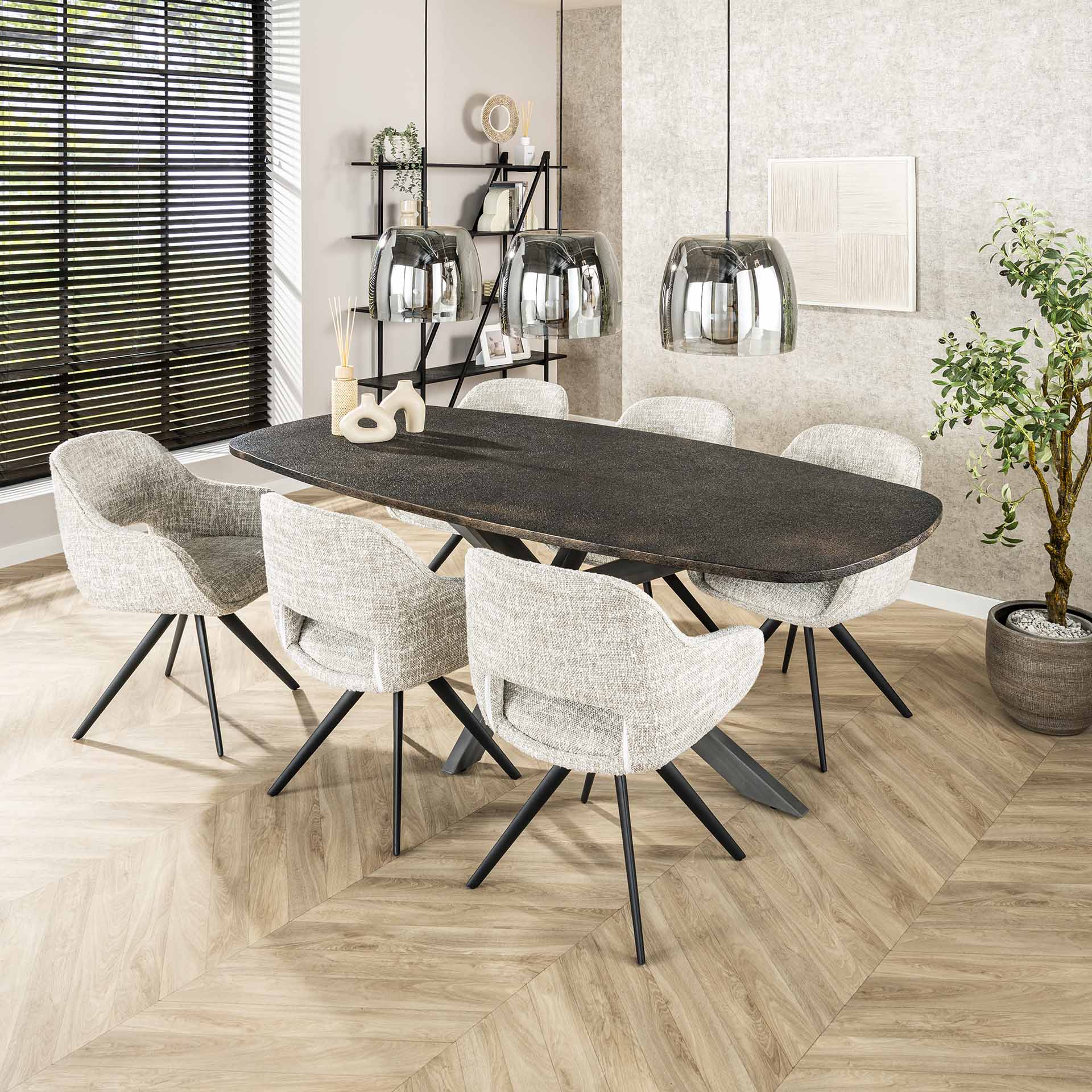 Hanglamp Lunaris - 3-lichts - Rook - Glas