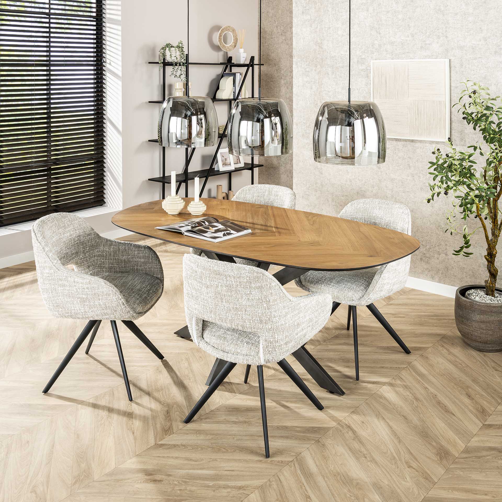 Hanglamp Lunaris - 3-lichts - Rook - Glas