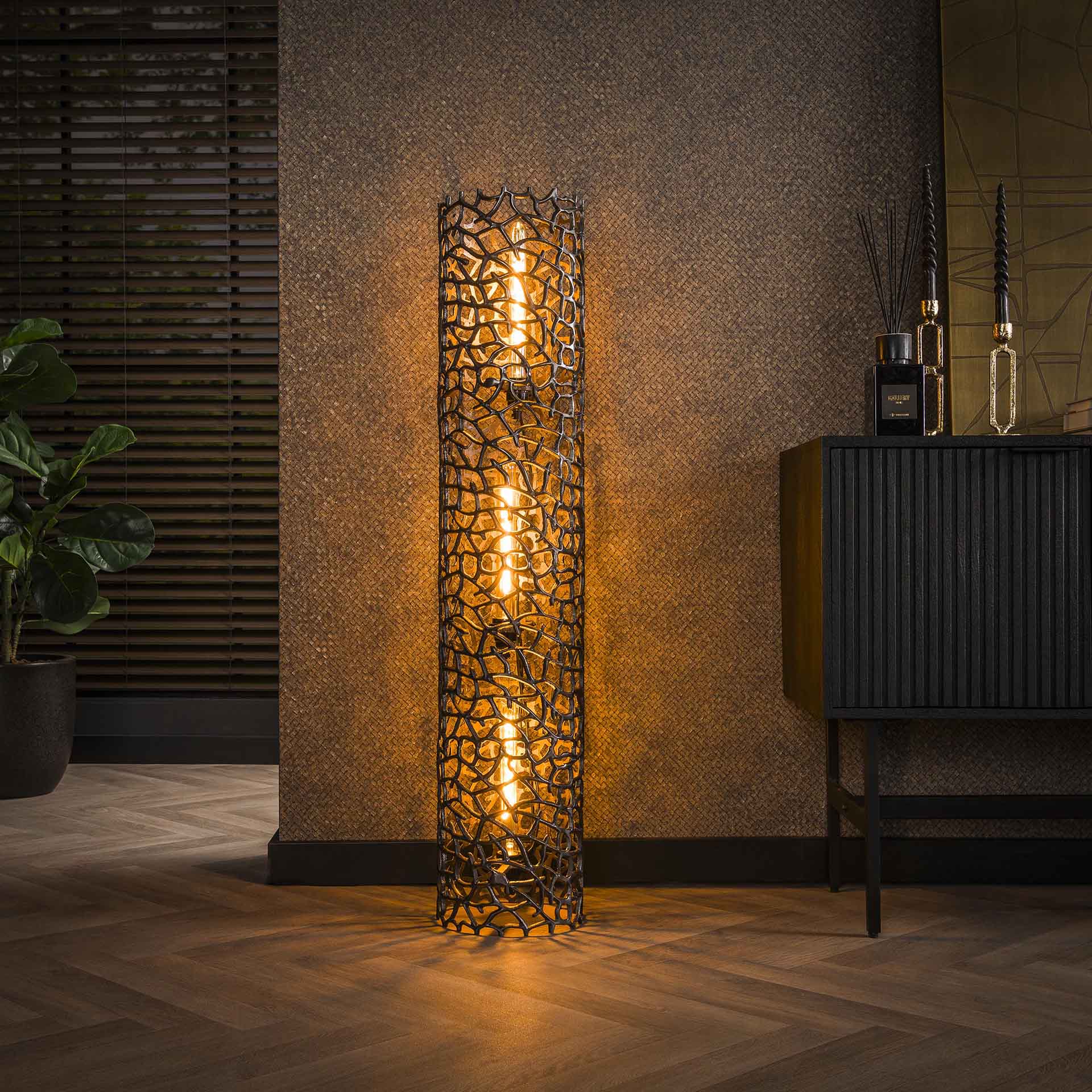 Vloerlamp Blaze - Zwart Nikkel - Metaal - 122 cm