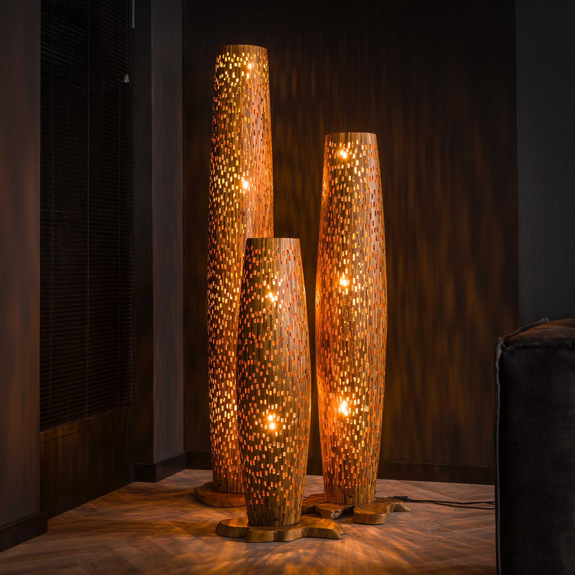 Vloerlamp Sage - Bruin - Teakhout - 184 cm