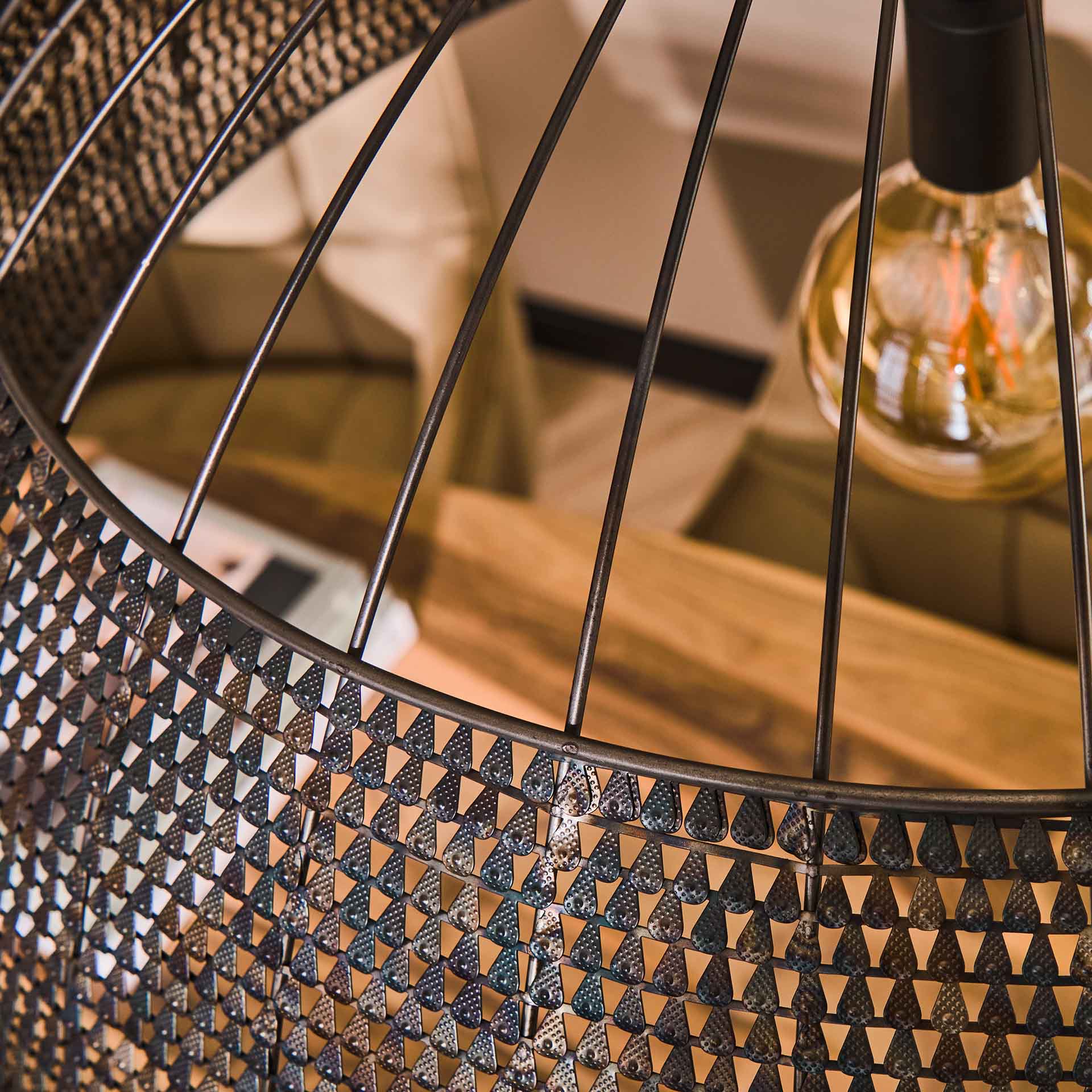 Hanglamp Saskia - 1-lichts - Zwart/Bruin - Metaal