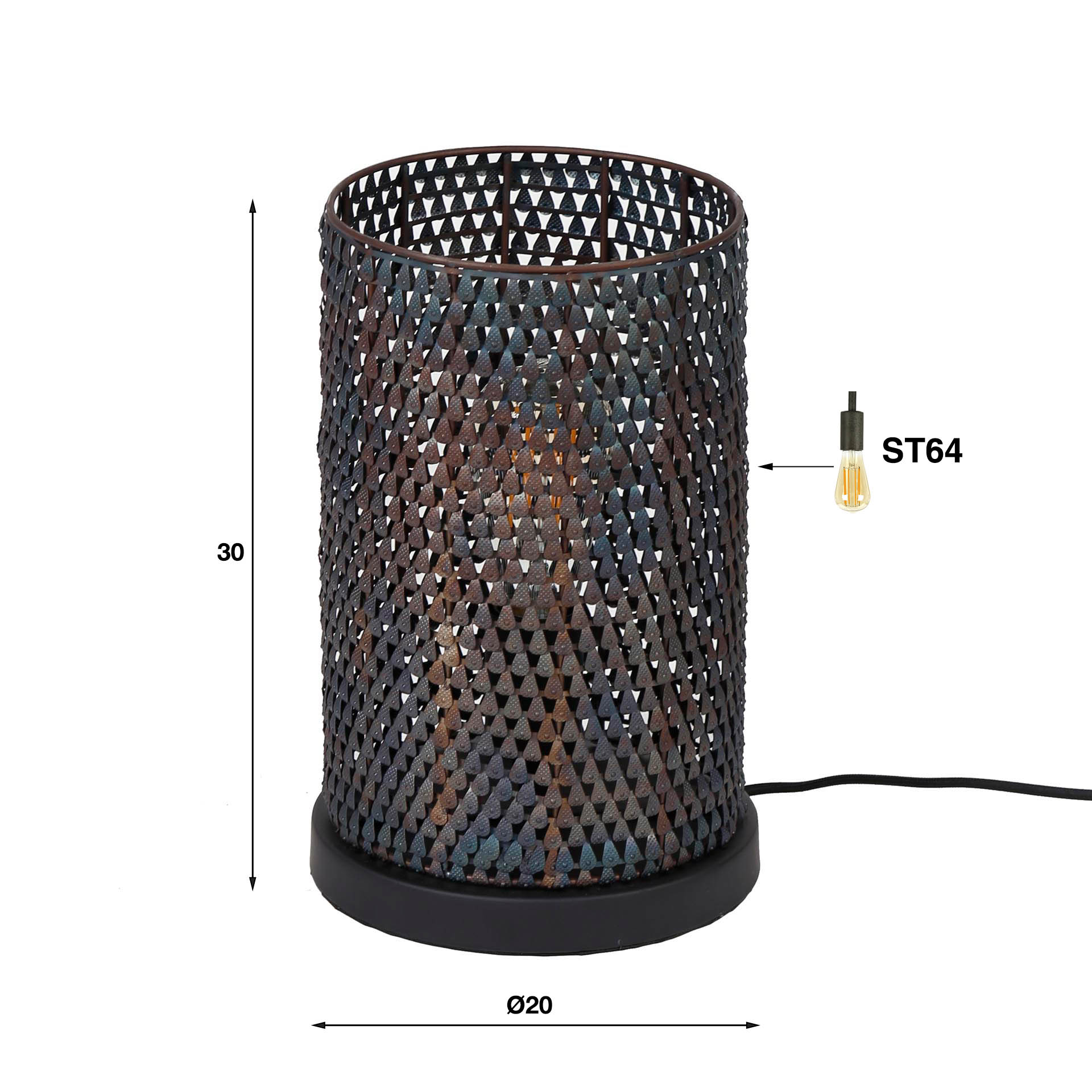 Tafellamp Onyx - Zwart/Bruin - Metaal