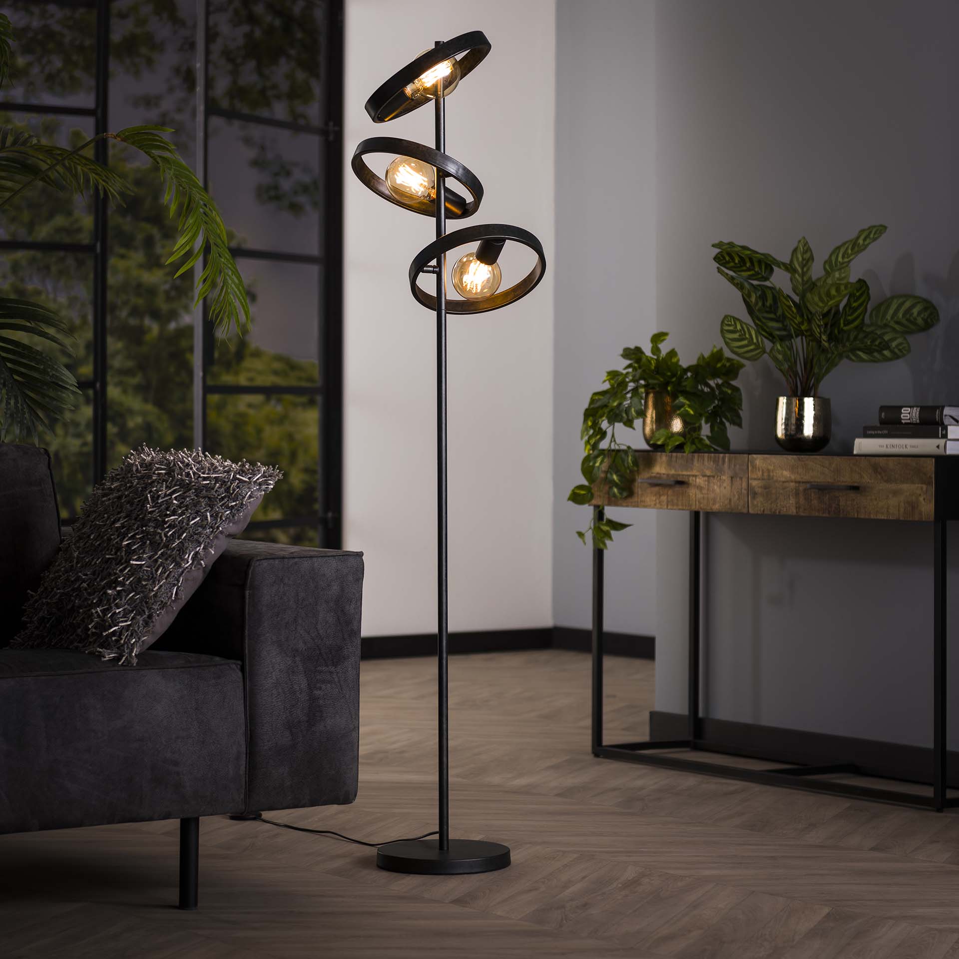 Vloerlamp Amara - Antraciet - Metaal - 155 cm