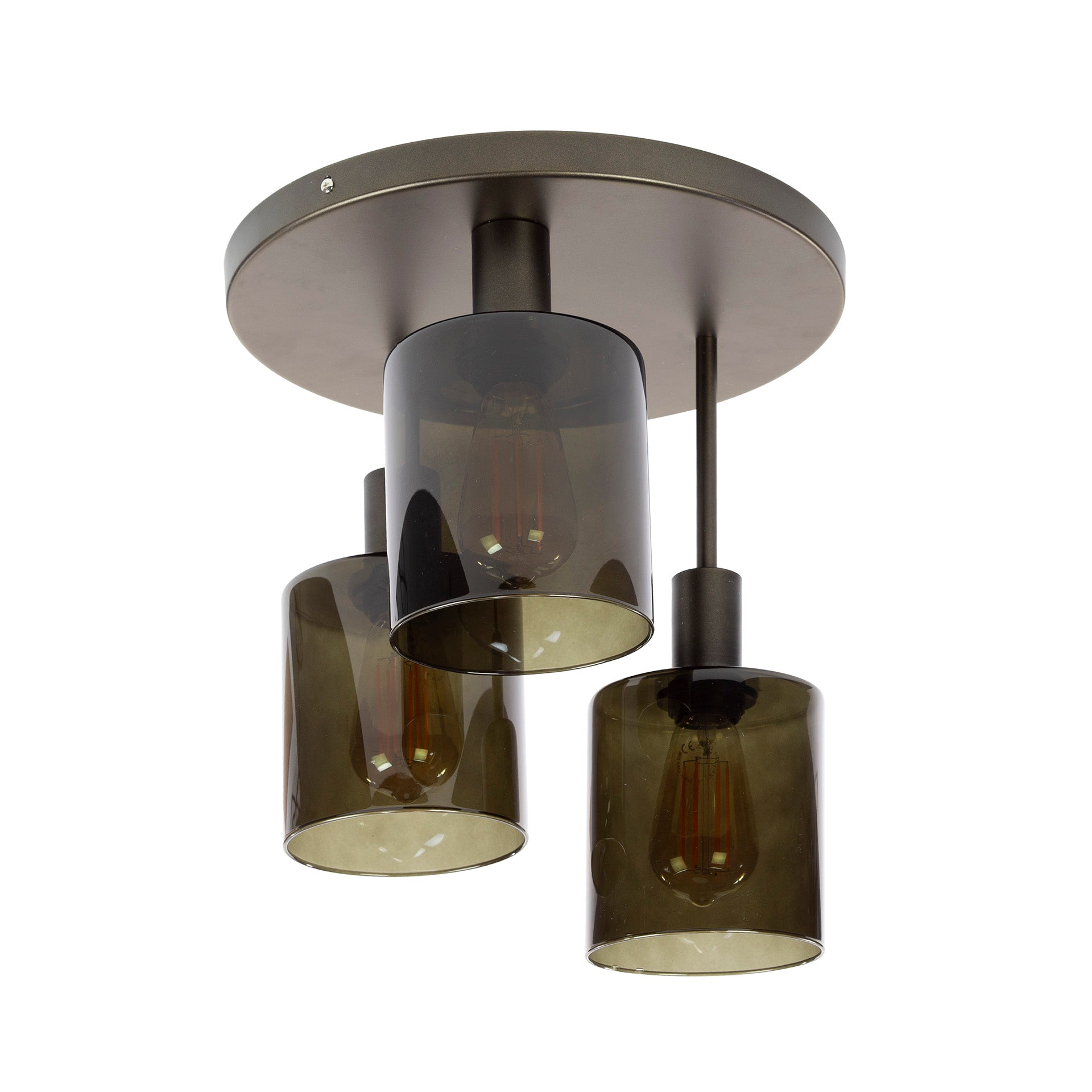 Plafondlamp Lucaro - 3-lichts - Brons - Glas
