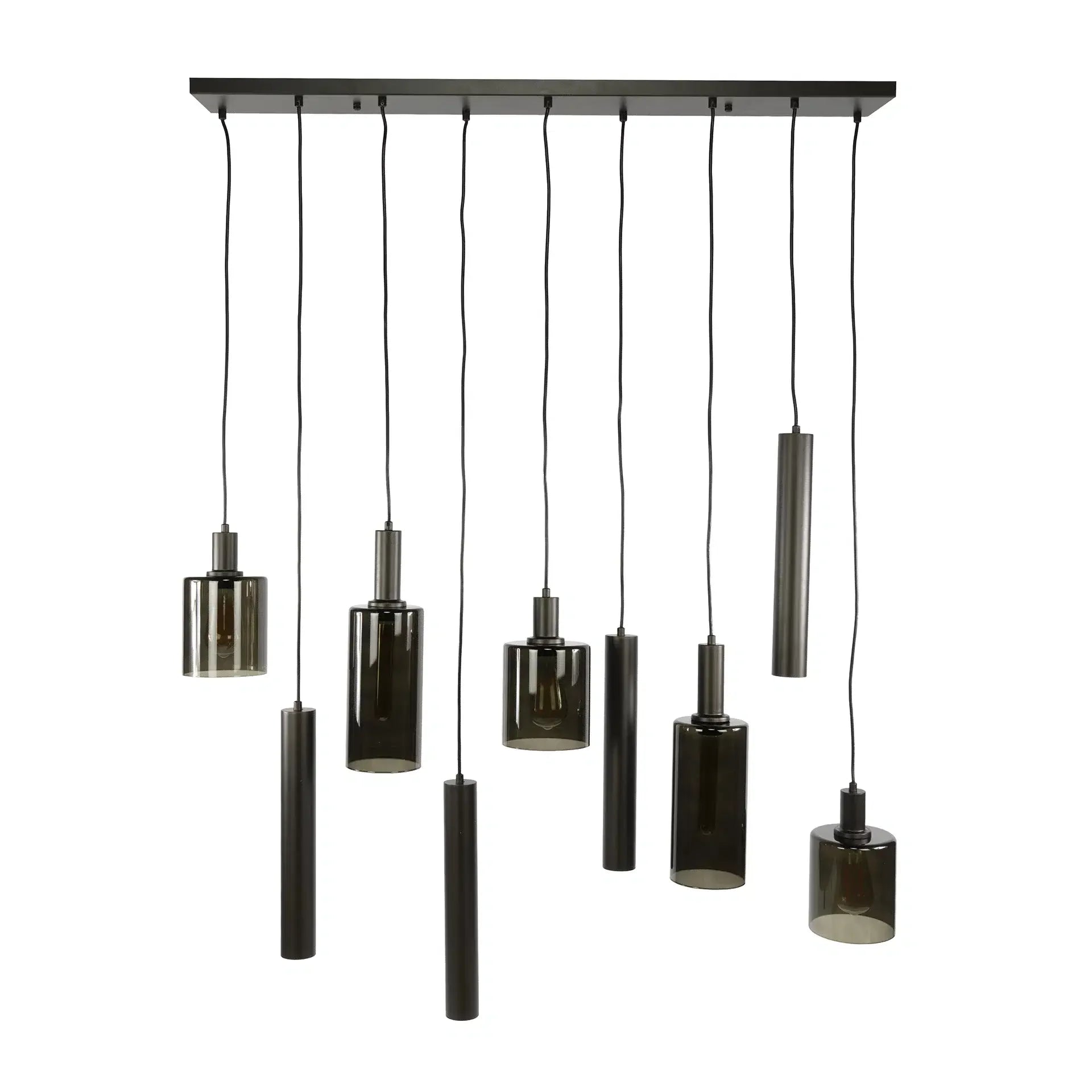 Hanglamp Lucaro - 9-lichts - Brons - Glas - Met Spots