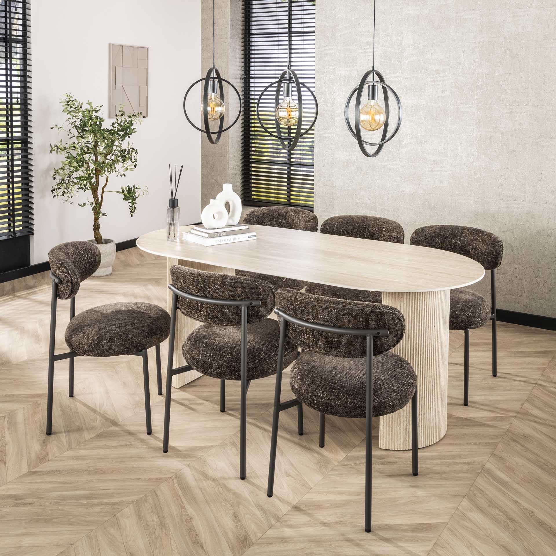 Eetkamerstoel Eluni - Bruin - Renegade Stof