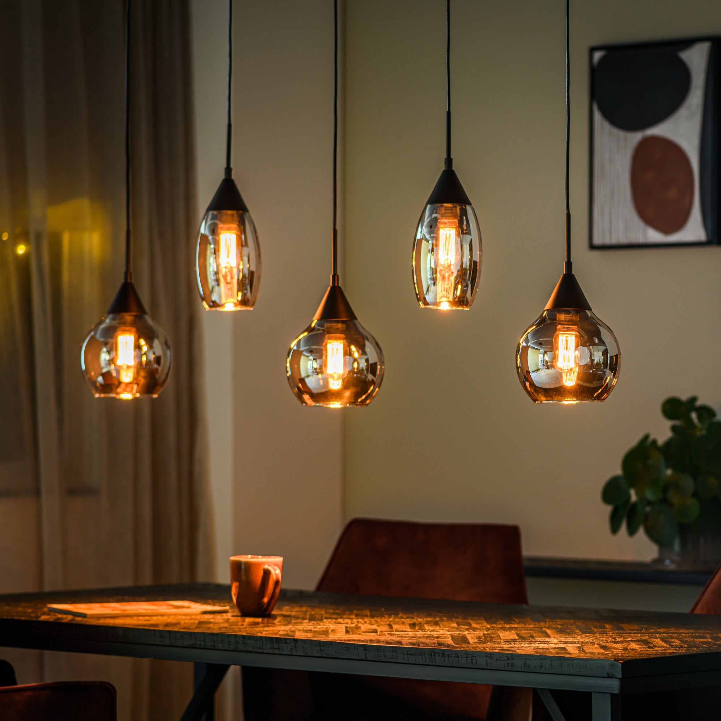 Hanglamp Astraeos - 5-lichts - Smoke - Glas