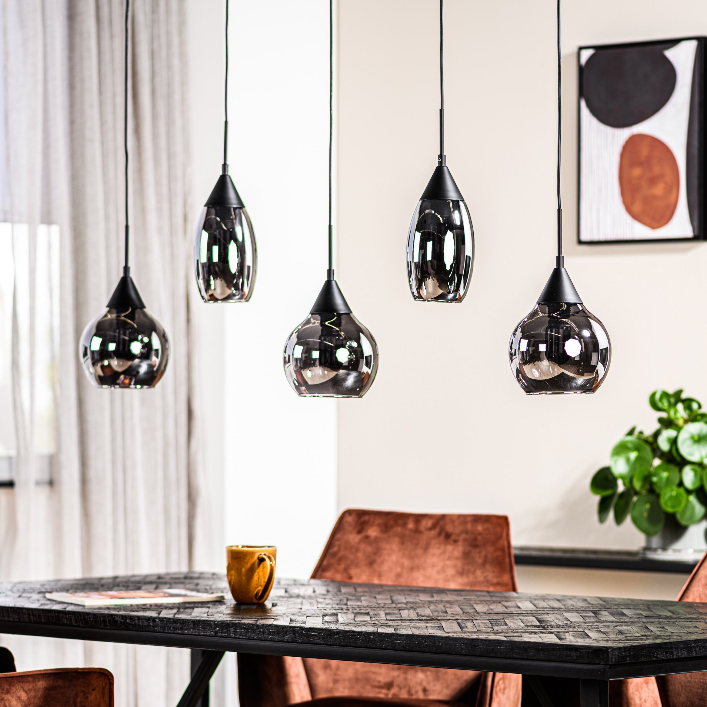 Hanglamp Astraeos - 5-lichts - Smoke - Glas