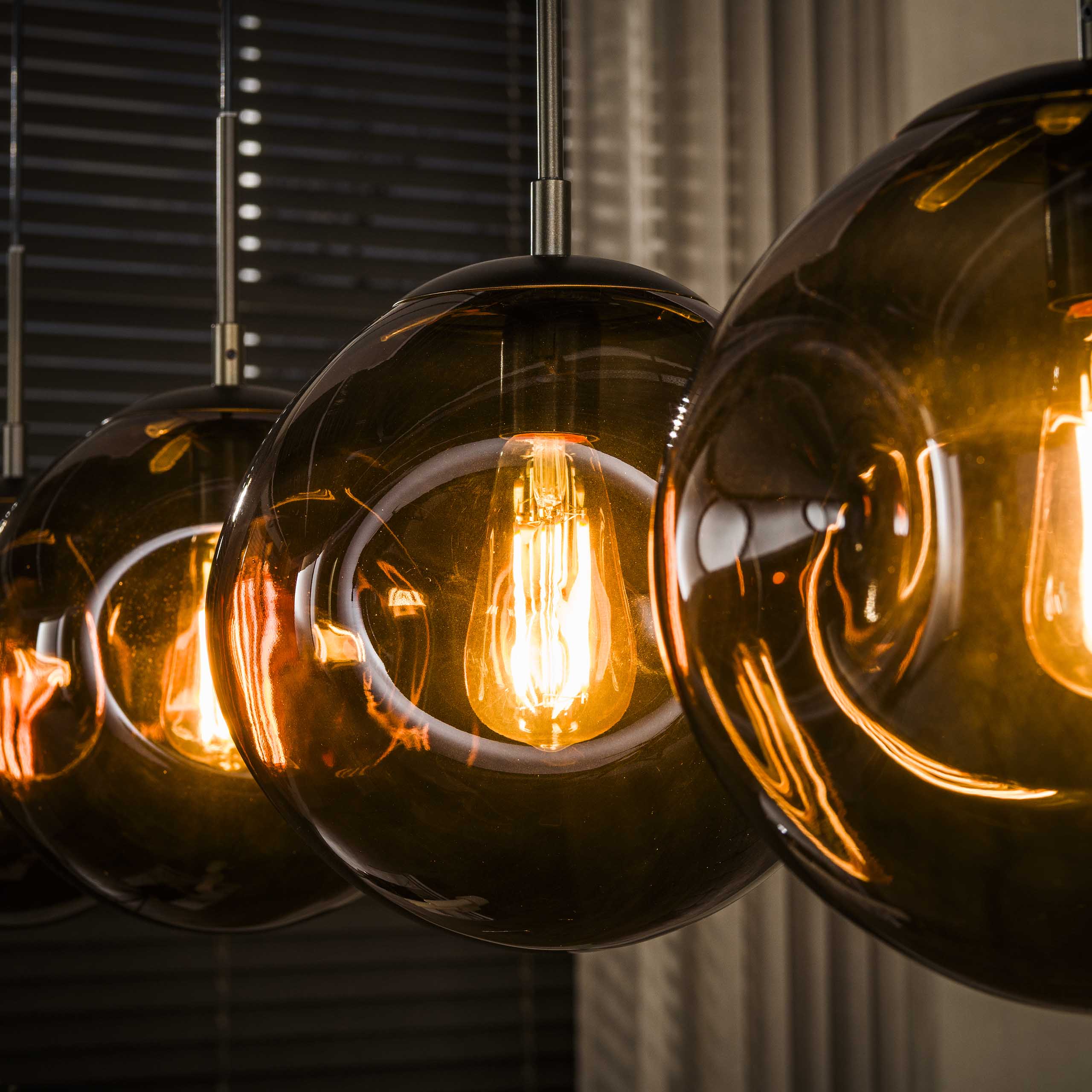 Hanglamp Bellum - 4-lichts - Brons - Glazen Bollen