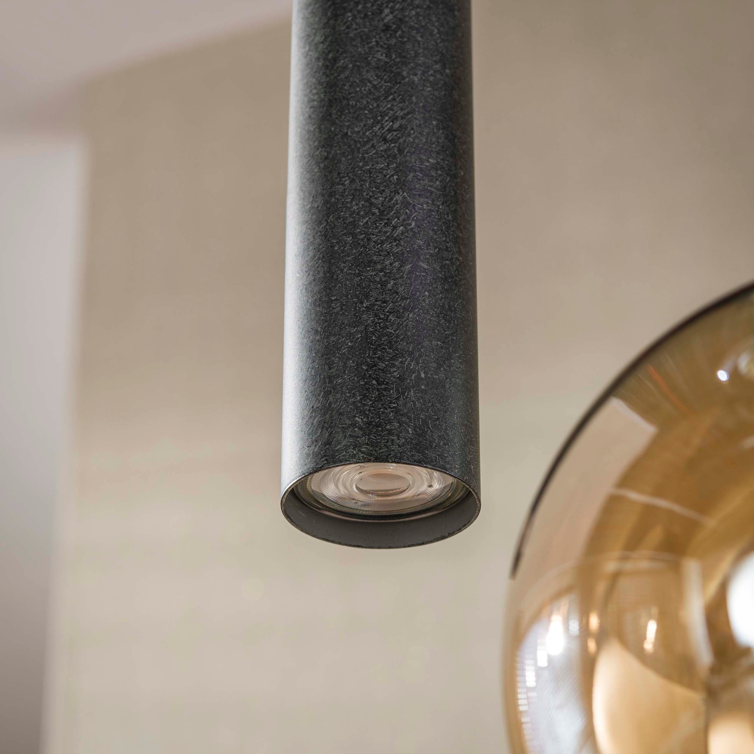 Hanglamp Luneo - 5-lichts - Amber Mix - Glas - Getrapt - Met Spots