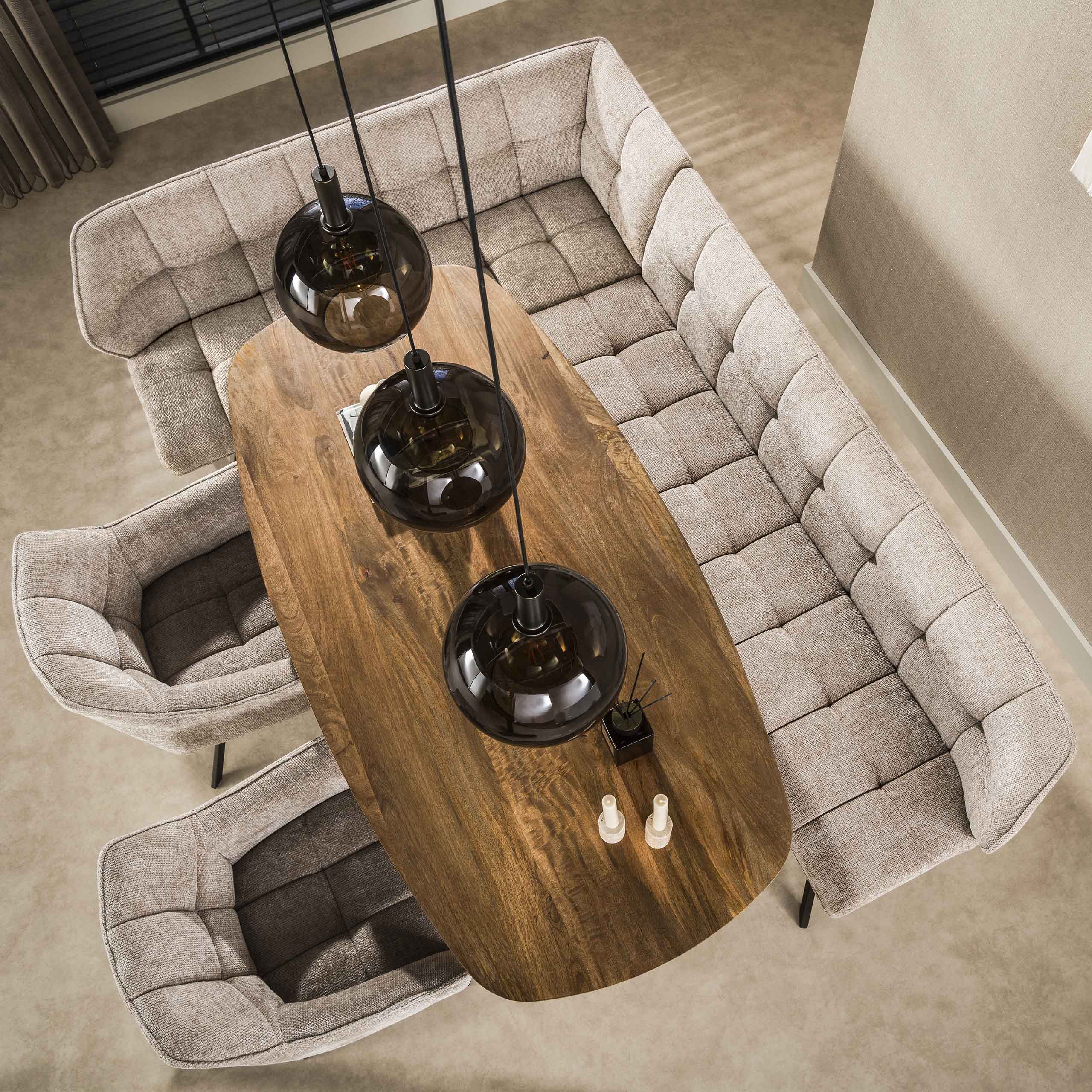 Hanglamp Sira - 3-lichts - Brons - Glazen Bollen