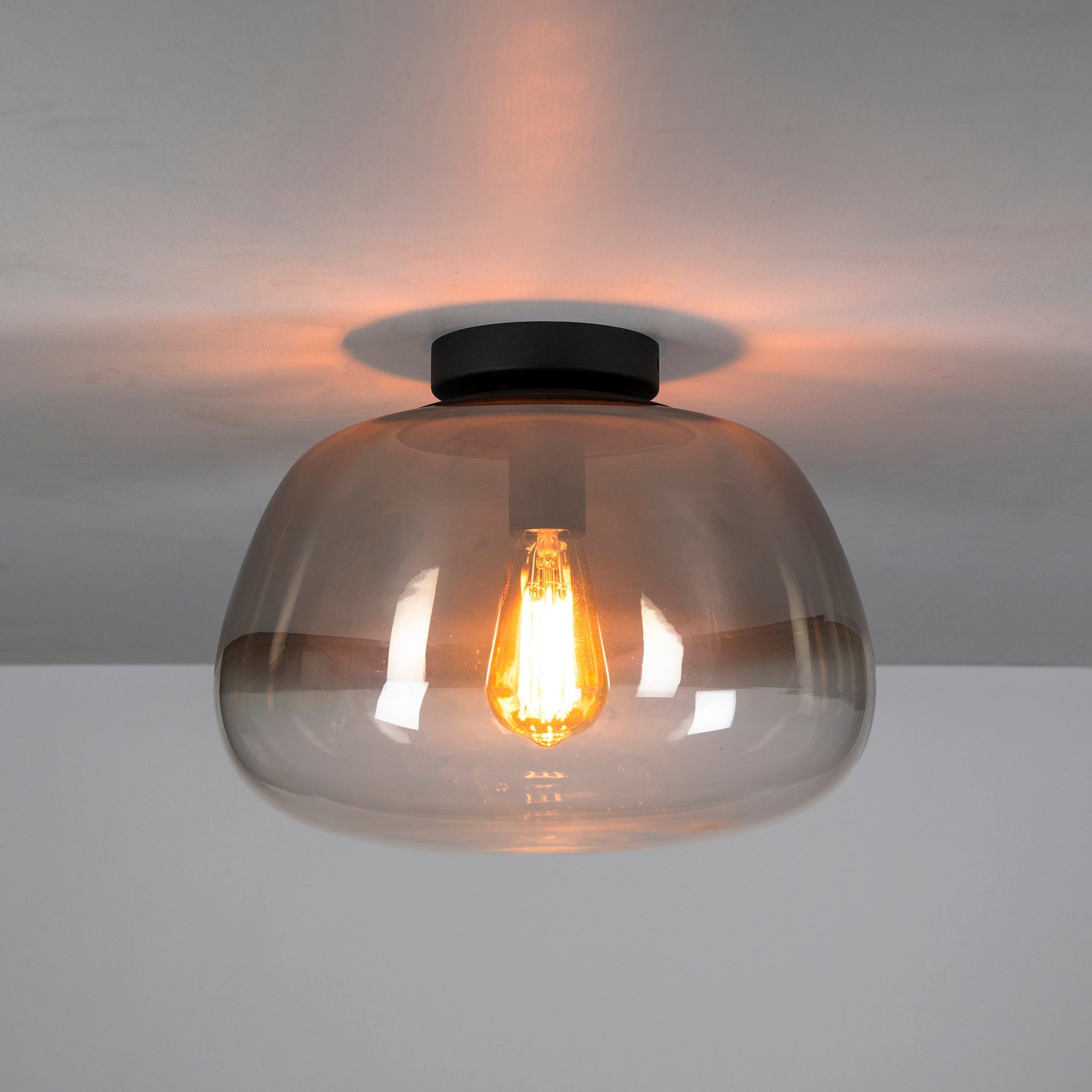 Plafondlamp Luvra - 1-lichts - Smokeglas - Glas