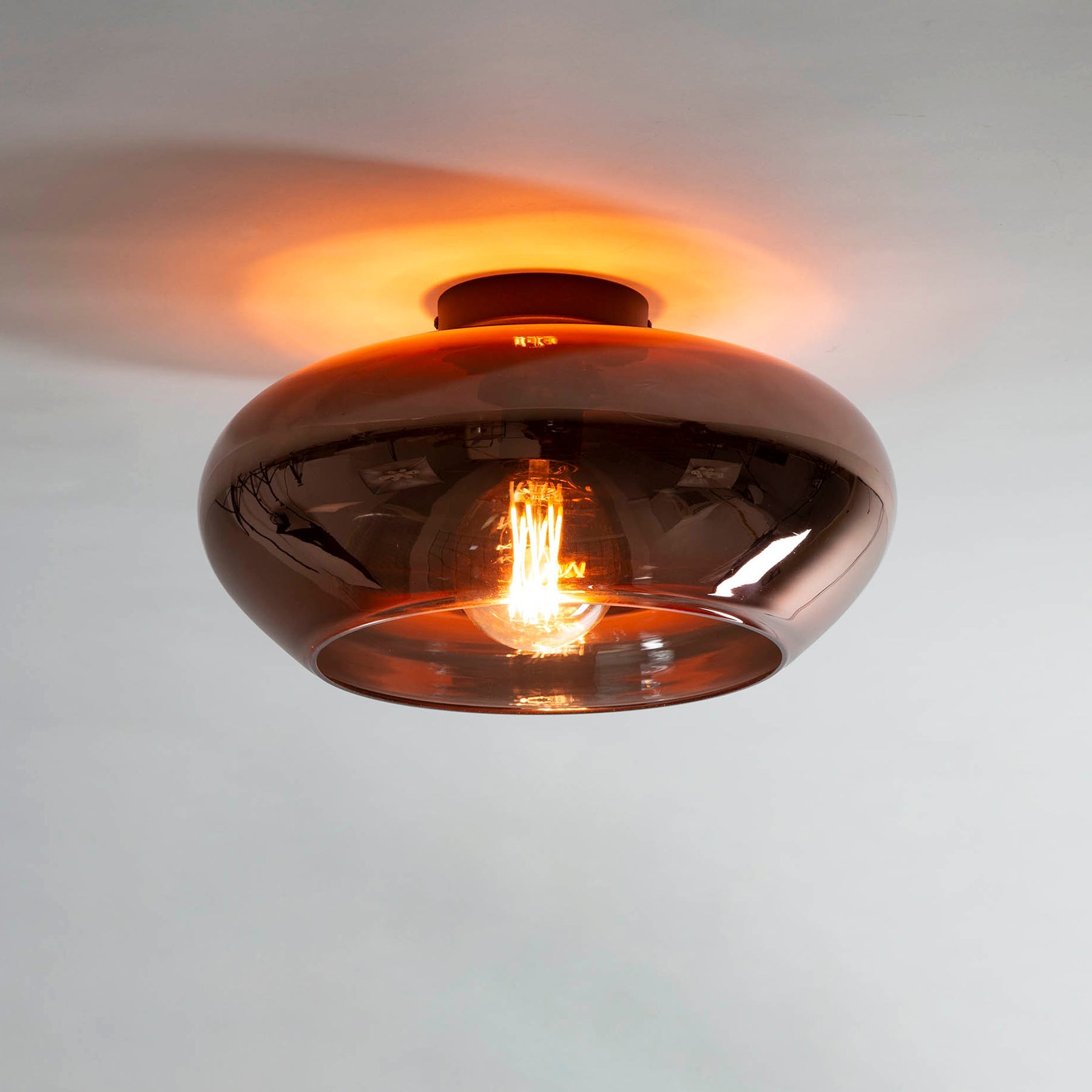 Plafondlamp Solaris - 1-lichts - Koperkleur - Glas