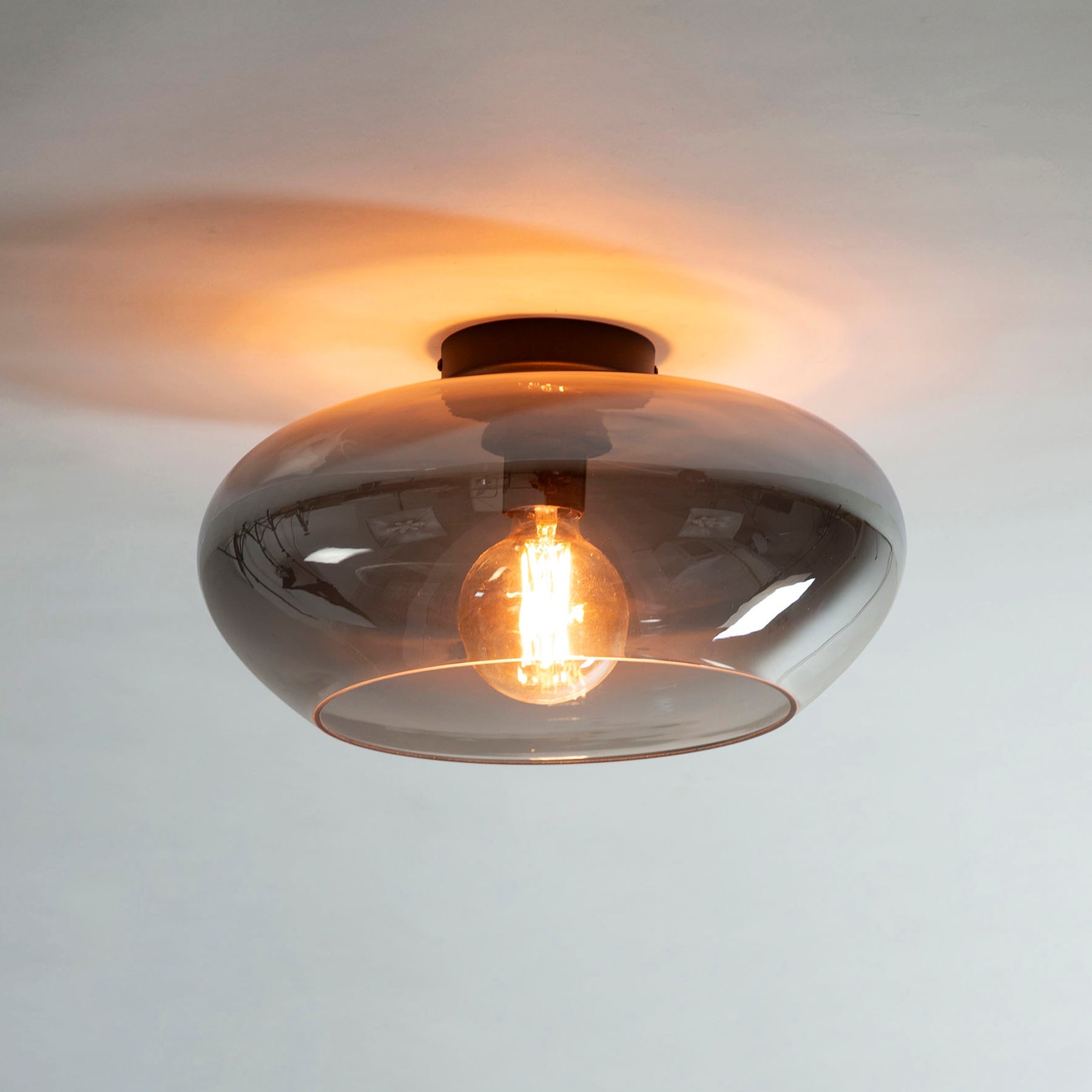 Plafondlamp Solaris - 1-lichts - Smokeglas - Glas