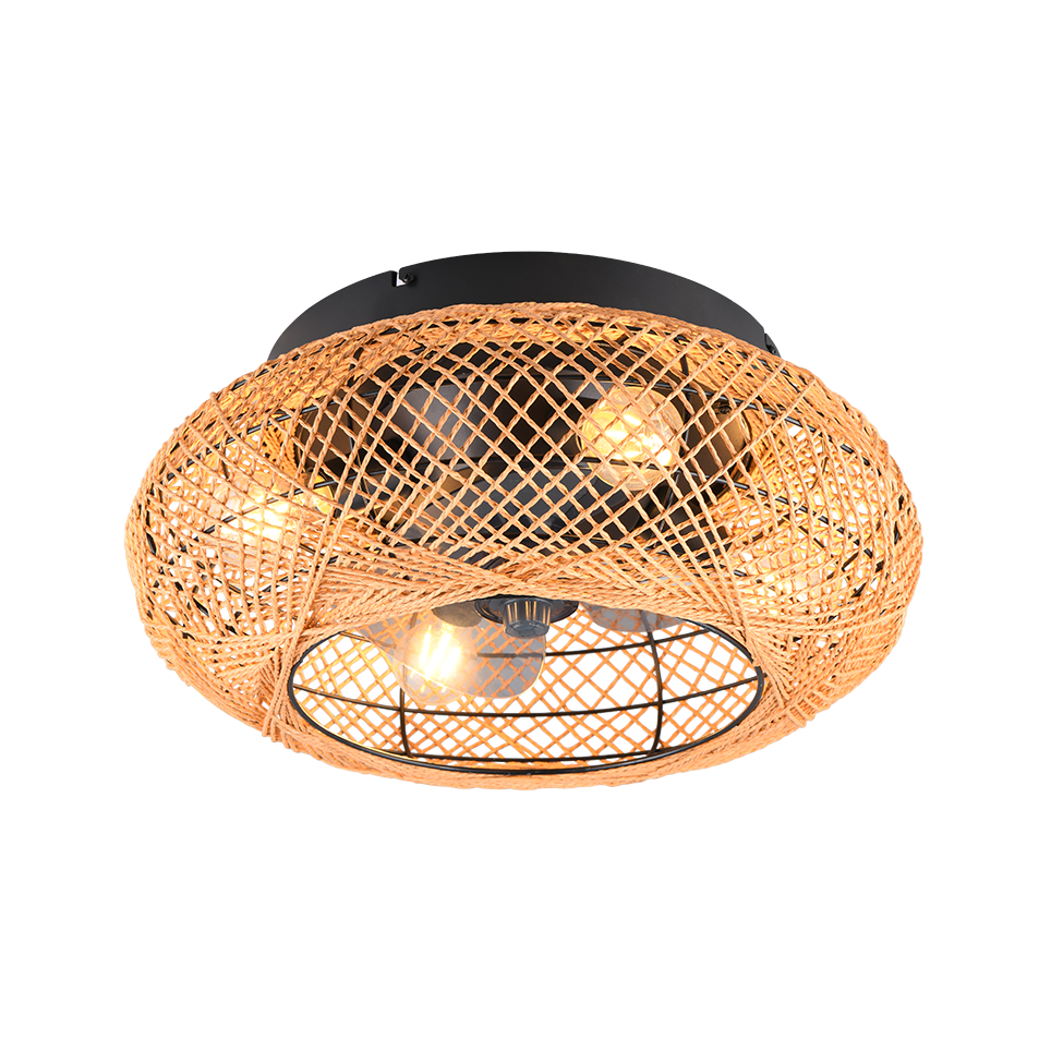 Plafondventilator Rotan - Met Lamp - Bruin