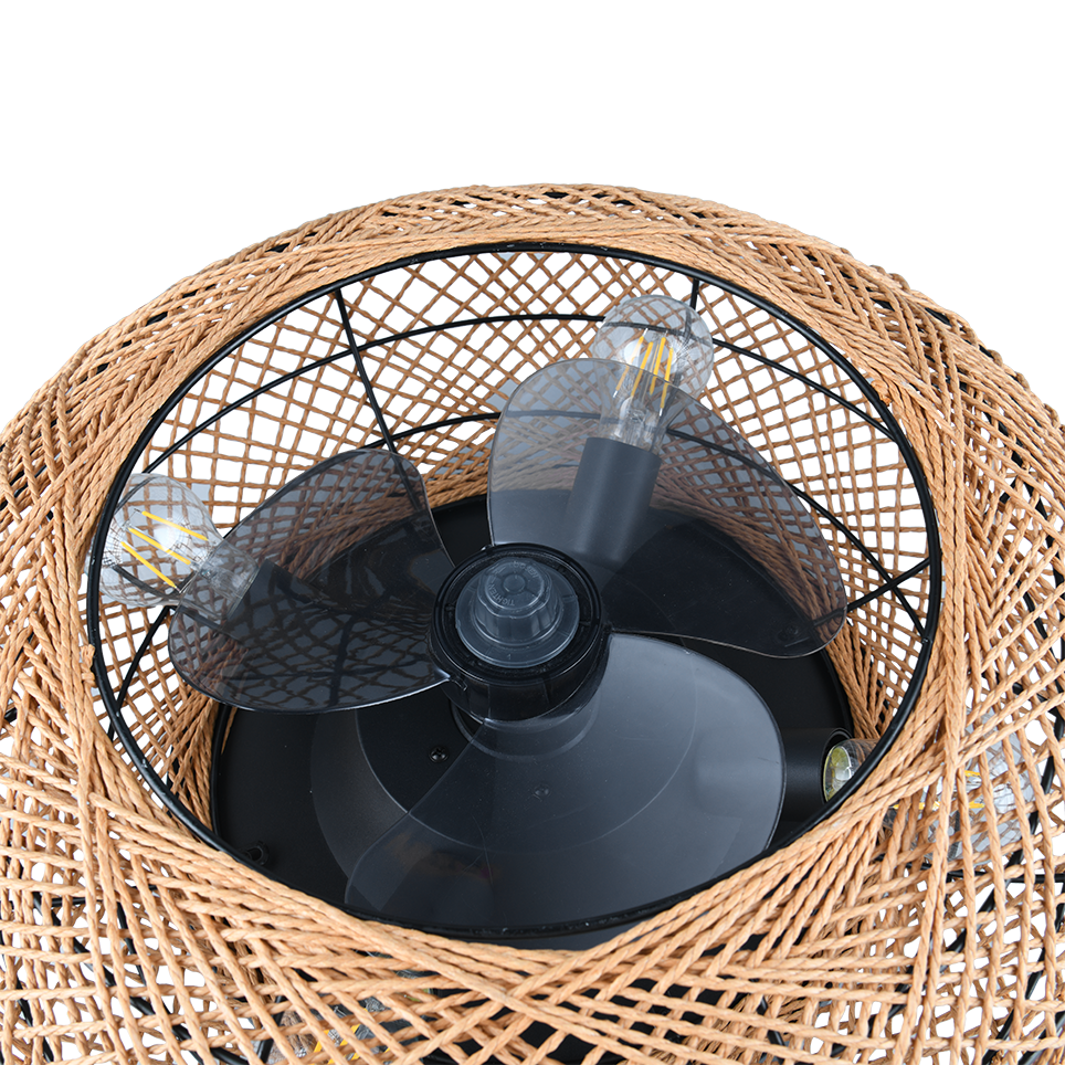 Plafondventilator Rotan - Met Lamp - Bruin
