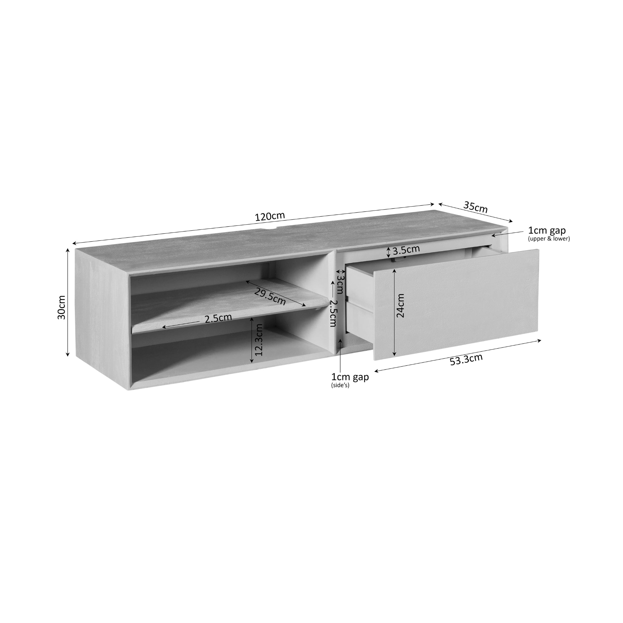 Zwevend TV-meubel Nivara - Bruin - 120 cm