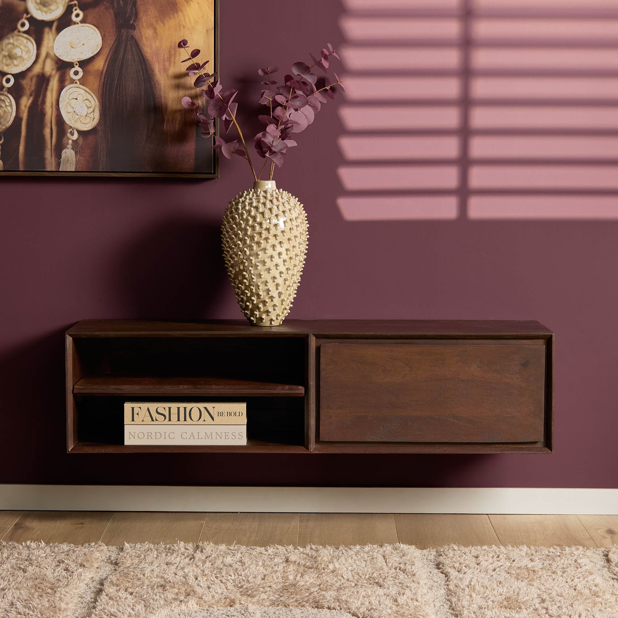 Zwevend TV-meubel Nivara - Bruin - 120 cm