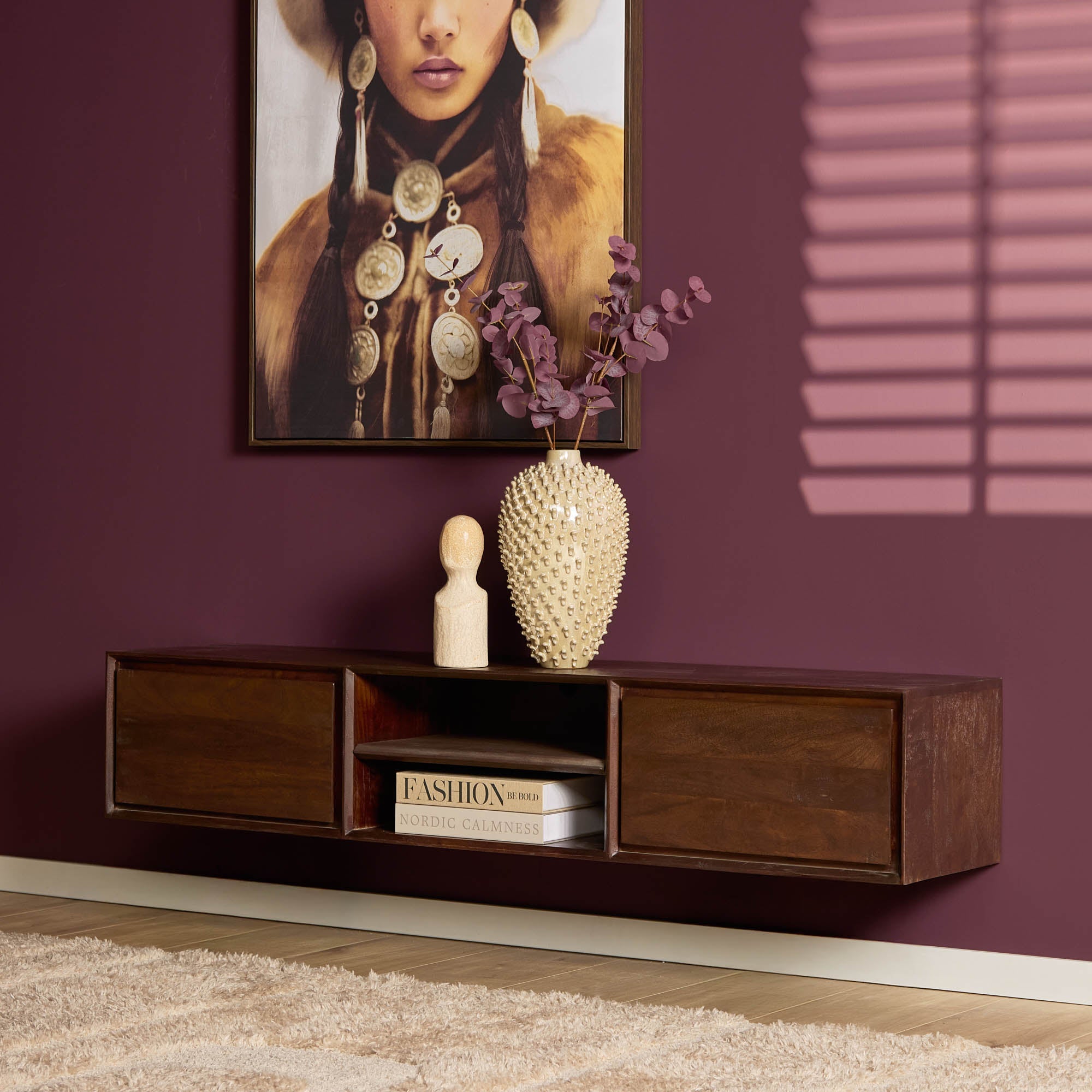 Zwevend TV-meubel Nivara - Bruin - 160 cm