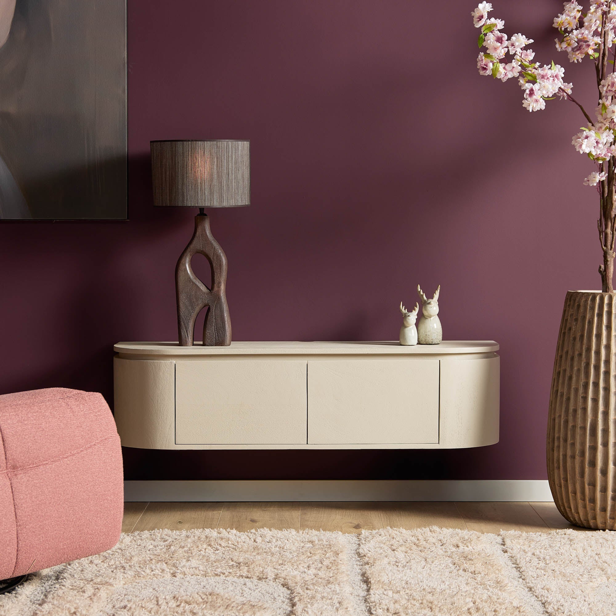 Zwevend TV-meubel Bloom - Beige - 120 cm