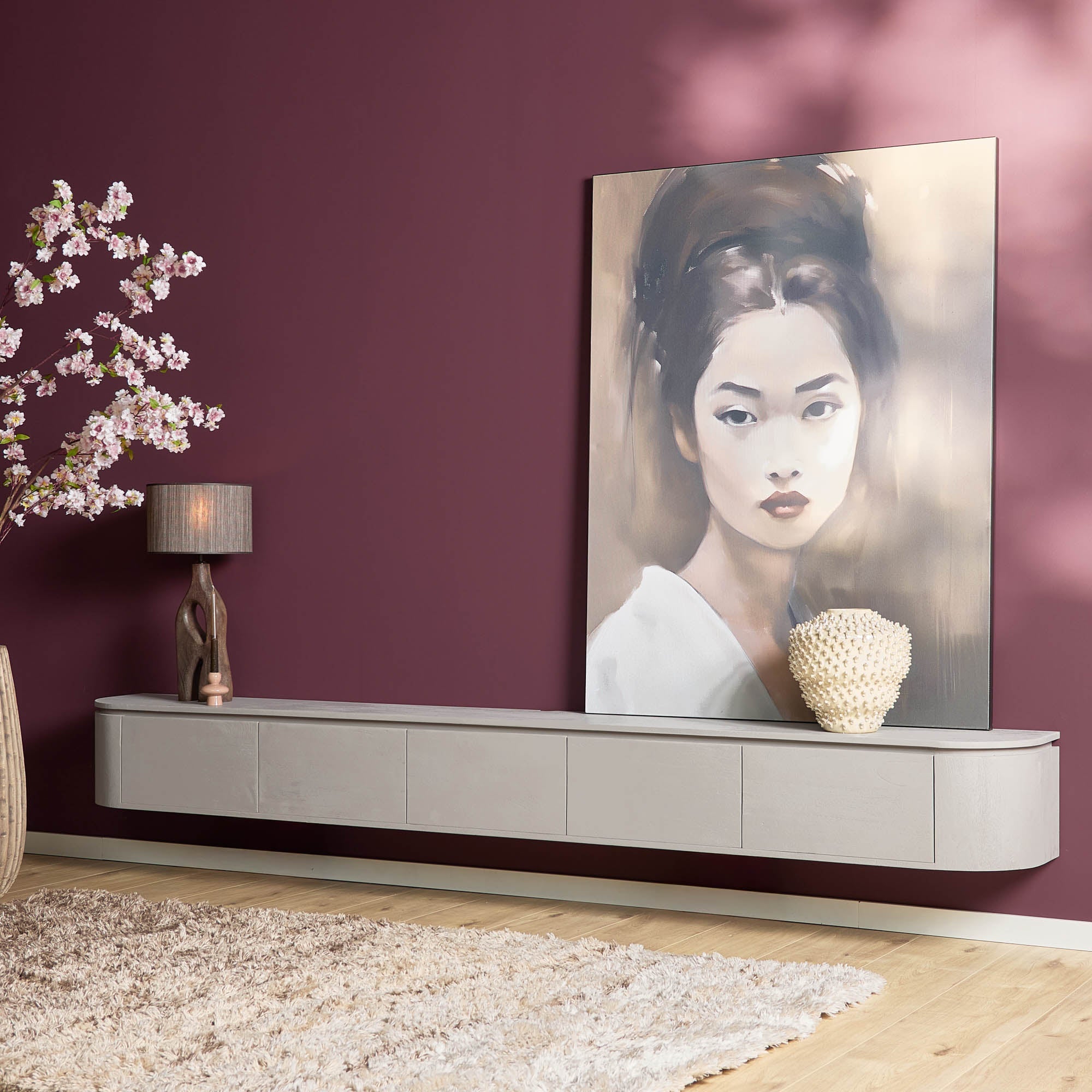 Zwevend TV-meubel Bloom - Stone - 280 cm