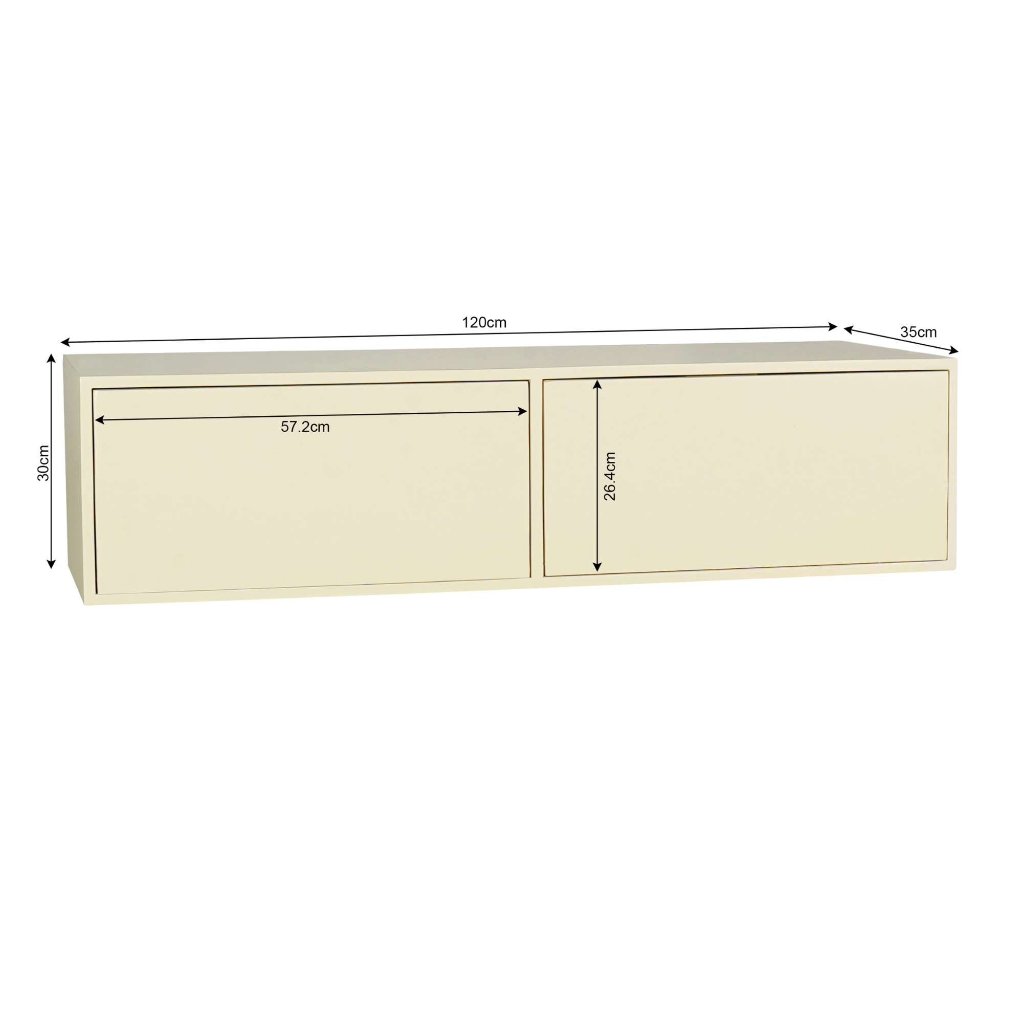Zwevend TV-meubel Yuna - Beige - 120 cm