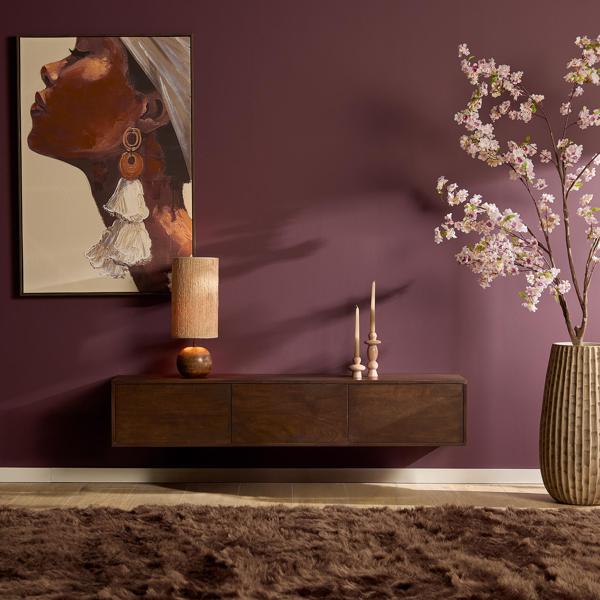 Zwevend TV-meubel Yuna - Bruin - 160 cm