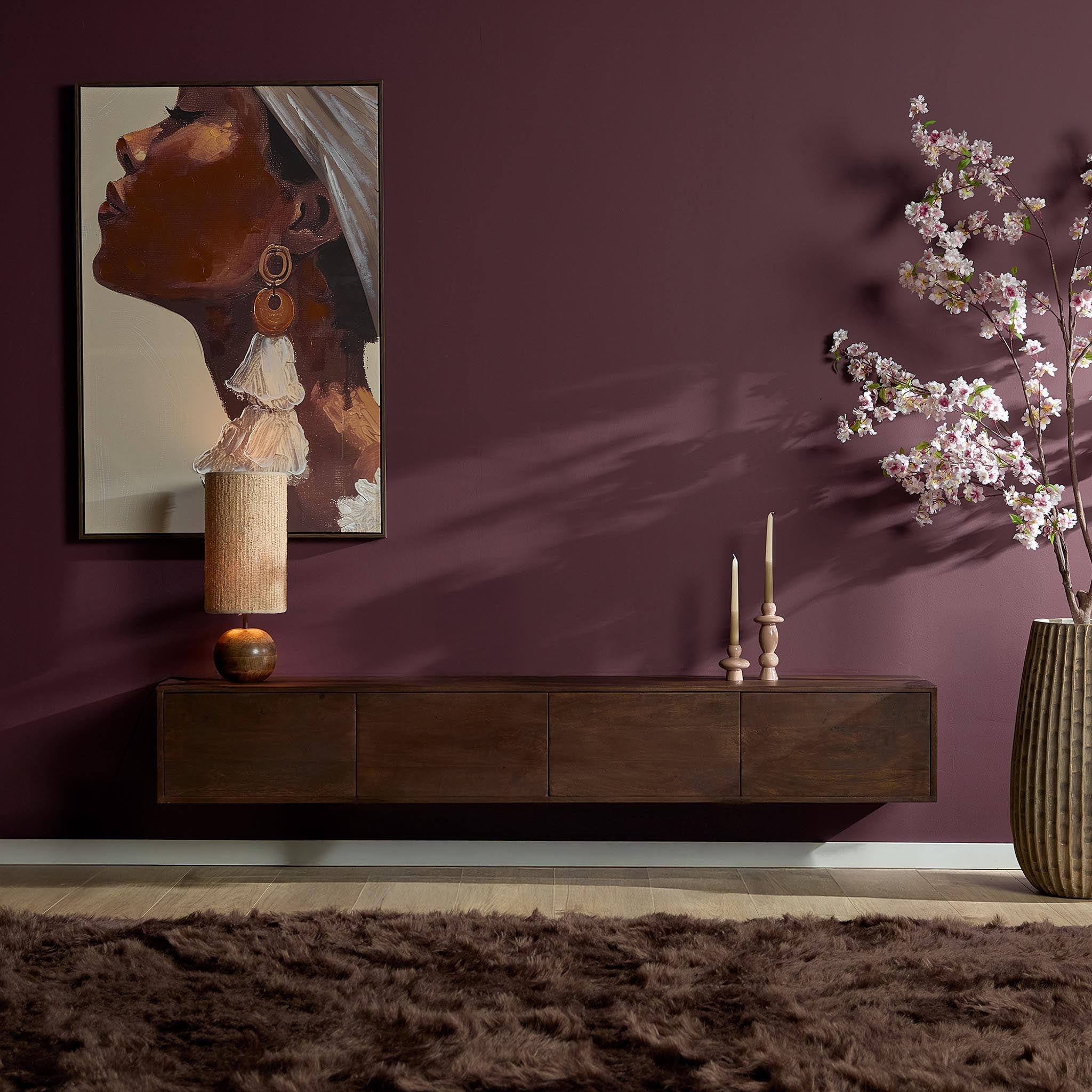 Zwevend TV-meubel Yuna - Bruin - 200 cm