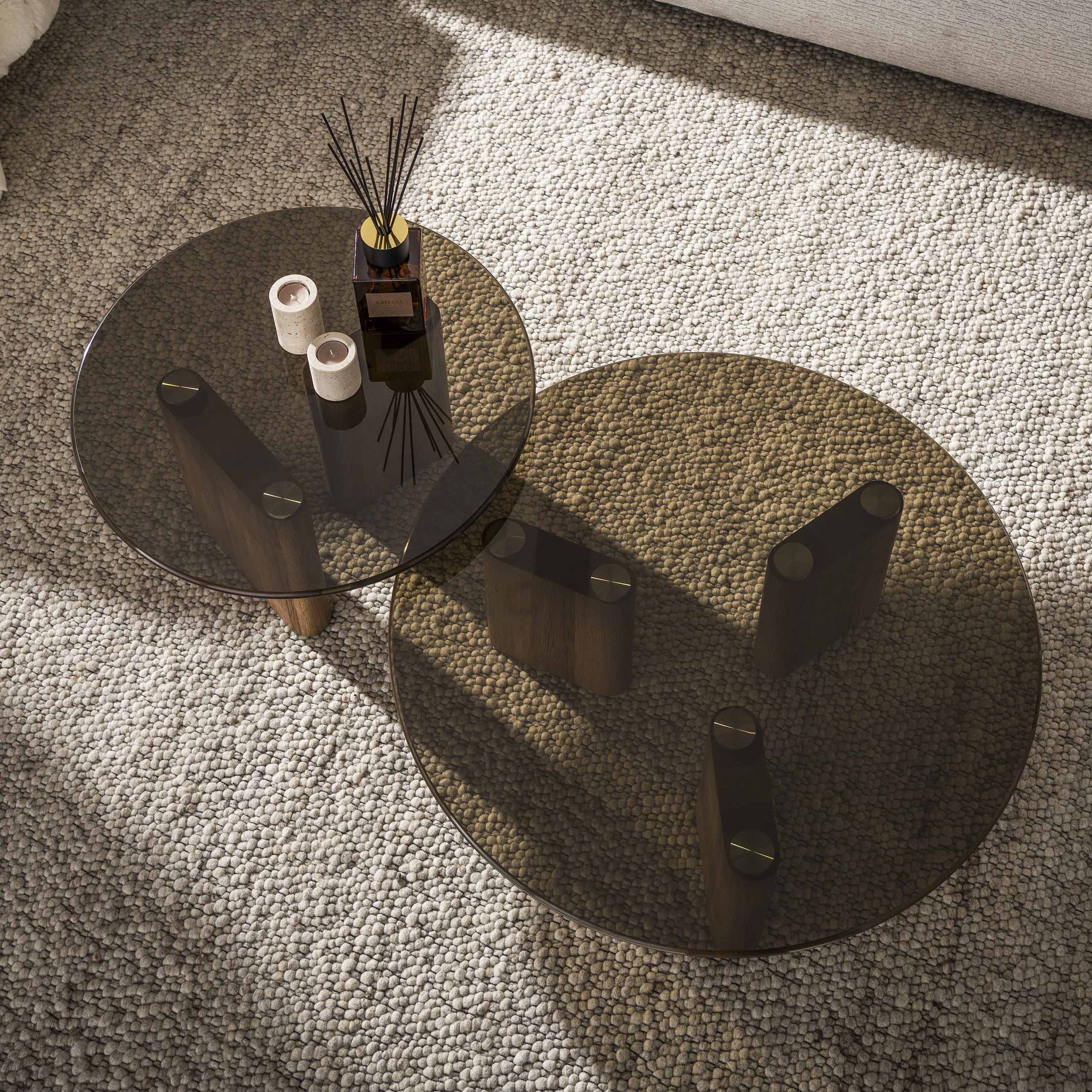 Salontafel Mistral - Rond - Brons Glas - Set van 2