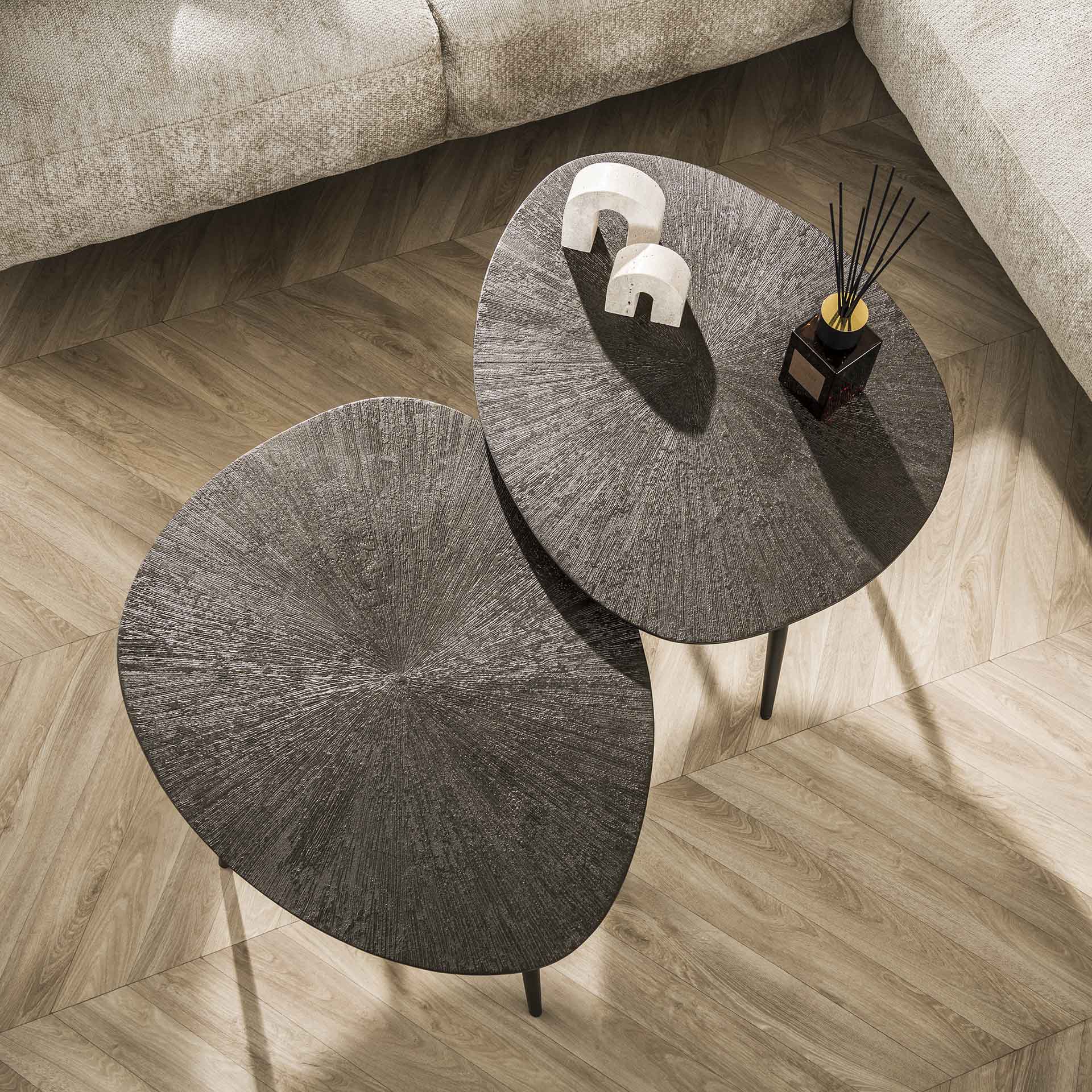 Salontafel Selin - Organisch - Brons - Hout - Set van 2