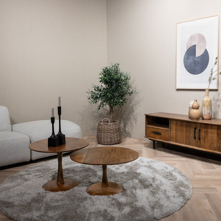 Salontafel Vivian - Lichtbruin - Mangohout - Ø 60 cm