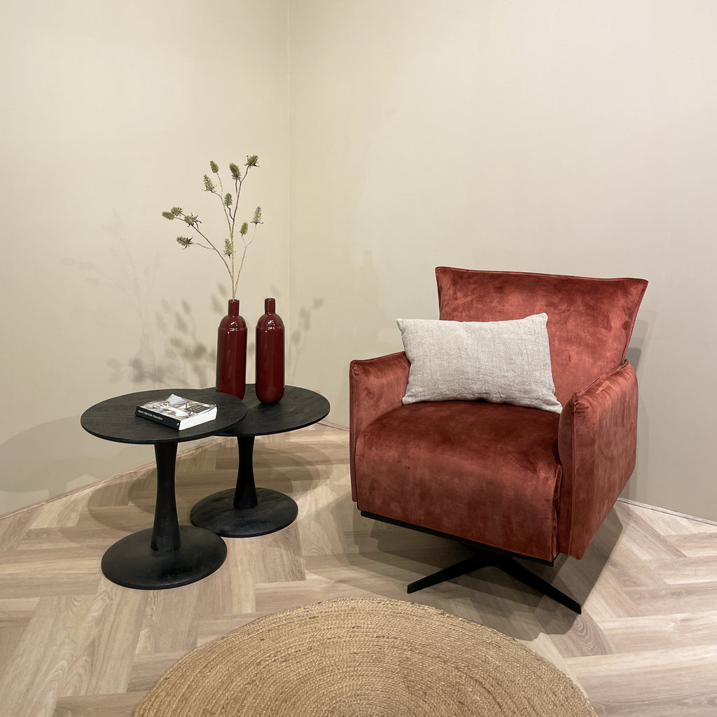 Salontafel Vivian - Zwart - Mangohout - Ø 50 cm