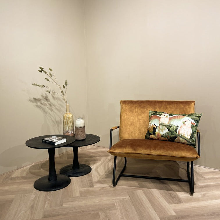 Salontafel Vivian - Zwart - Mangohout - Ø 60 cm