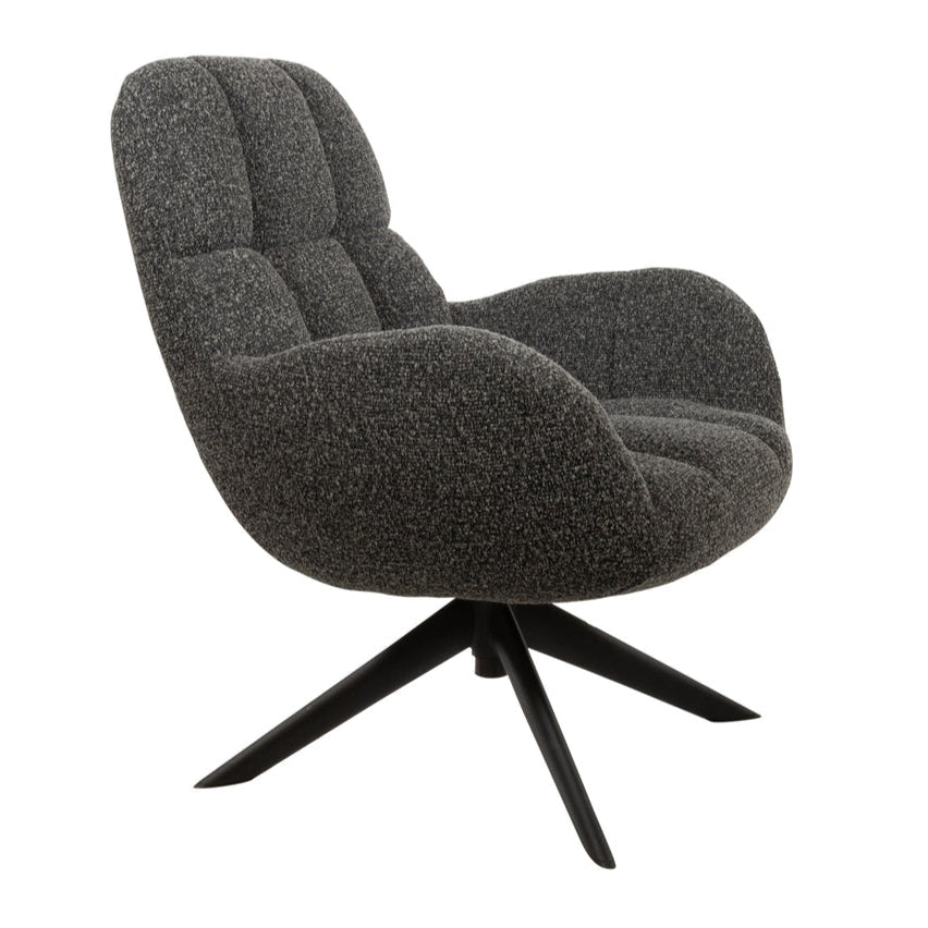 Fauteuil Luvano - Antraciet - Bouclé - Draaibaar