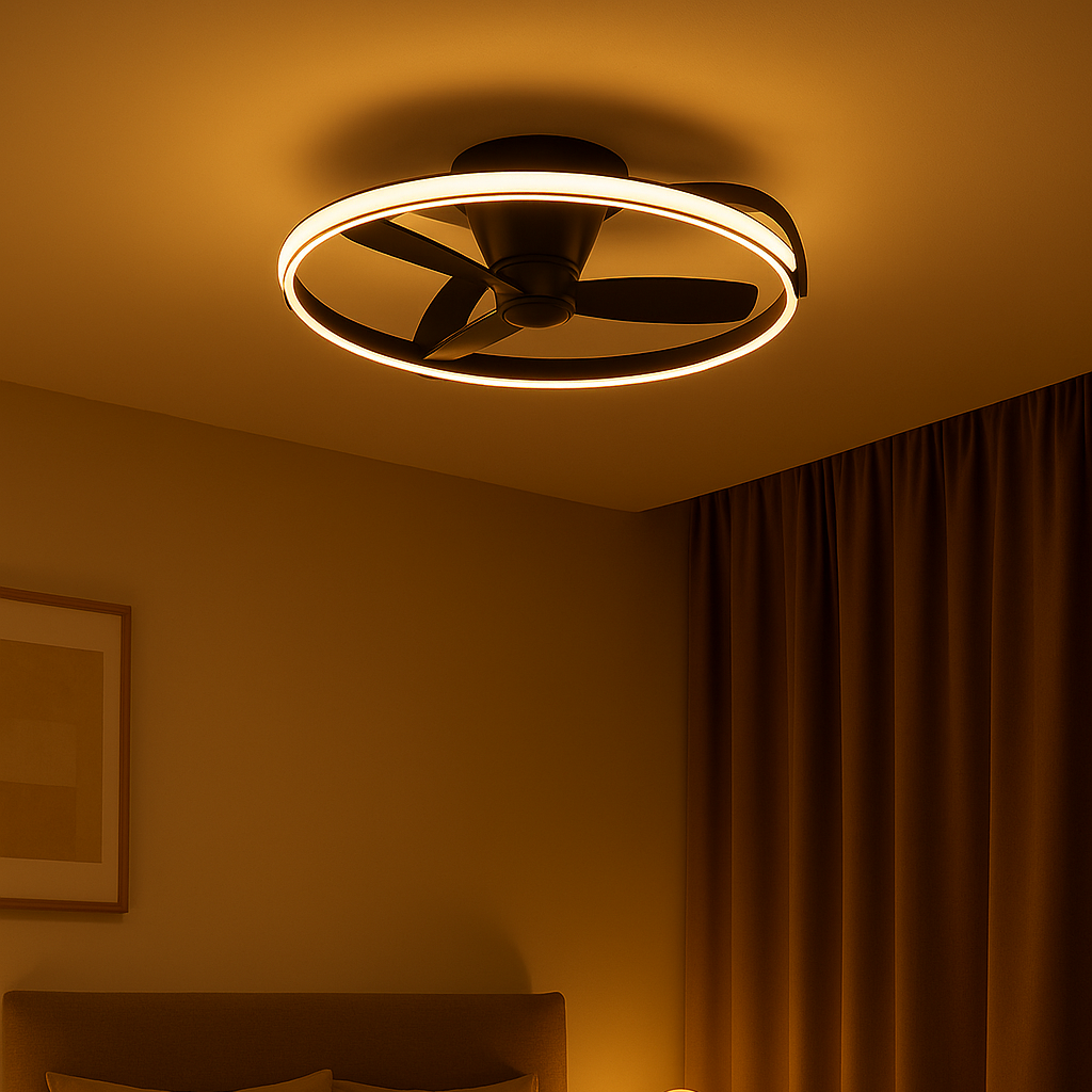 Plafondventilator Mila - Met Lamp - Zwart - Dimbaar - Koud + Warm