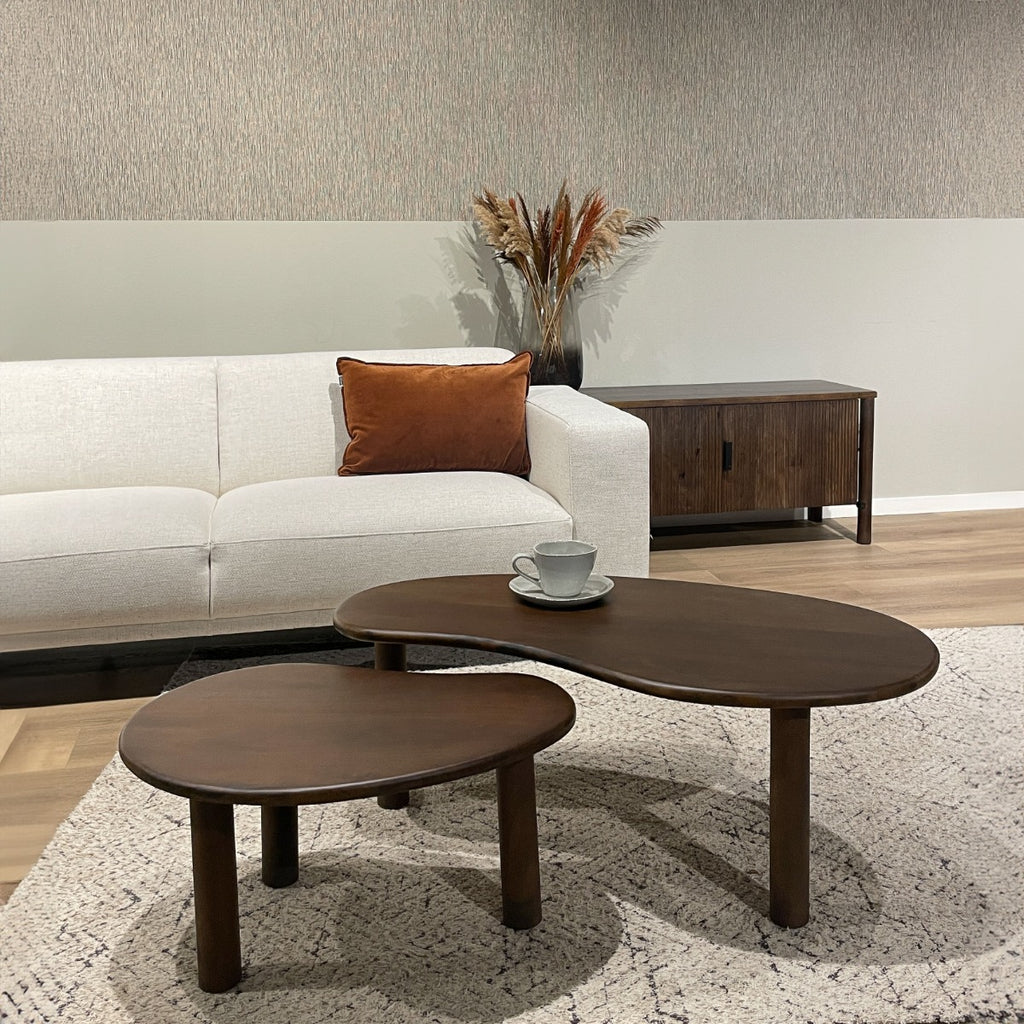 Salontafel Nubi - Donkerbruin - Organisch - Mangohout - Set van 2