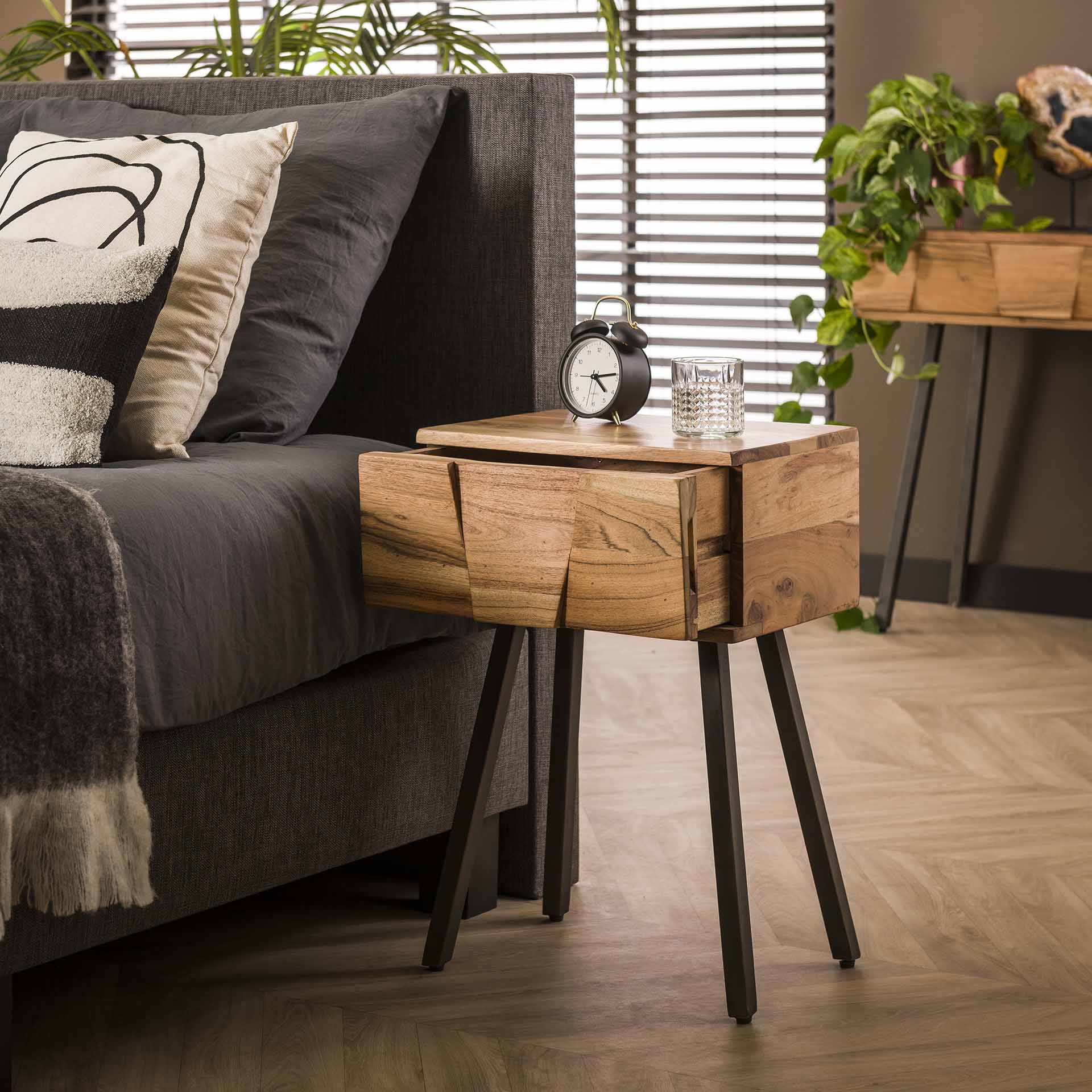 Nachtkastje Zina - Lichtbruin - Acaciahout