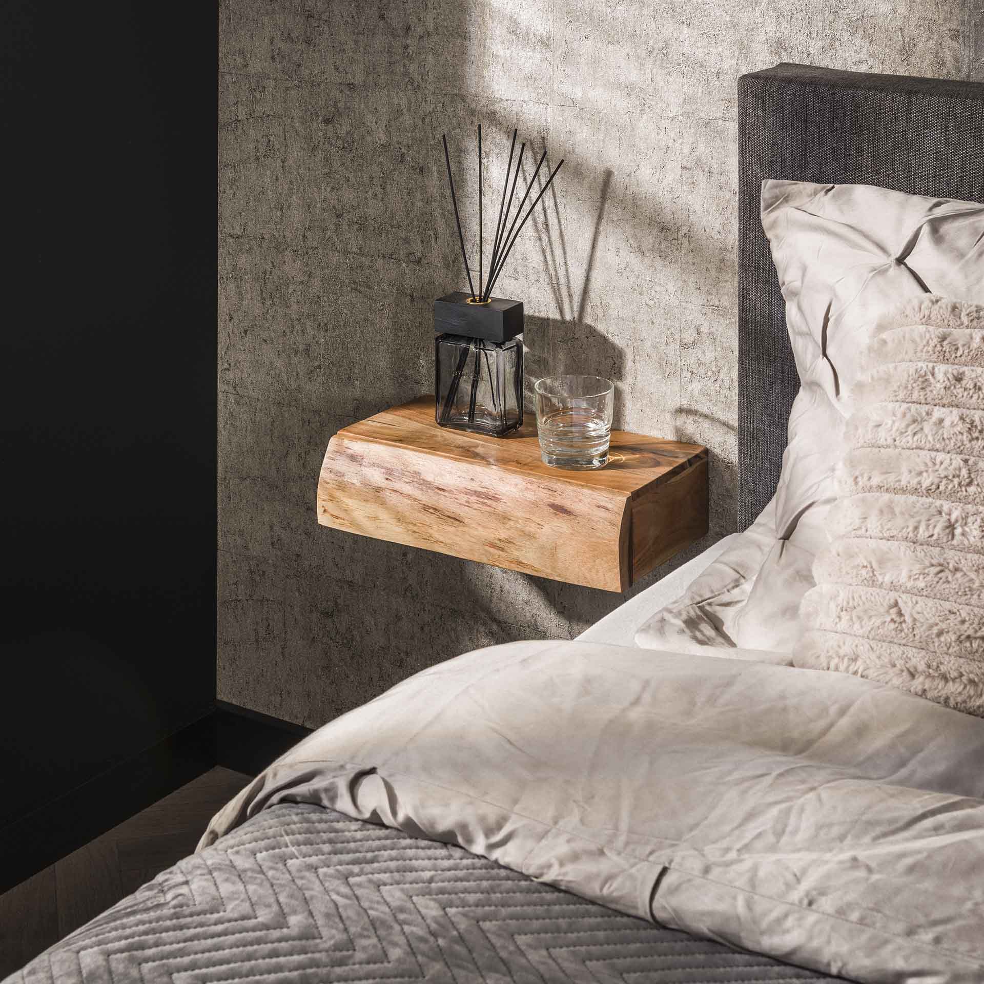 Klein Nachtkastje Jort - Lichtbruin - Acaciahout - Zwevend