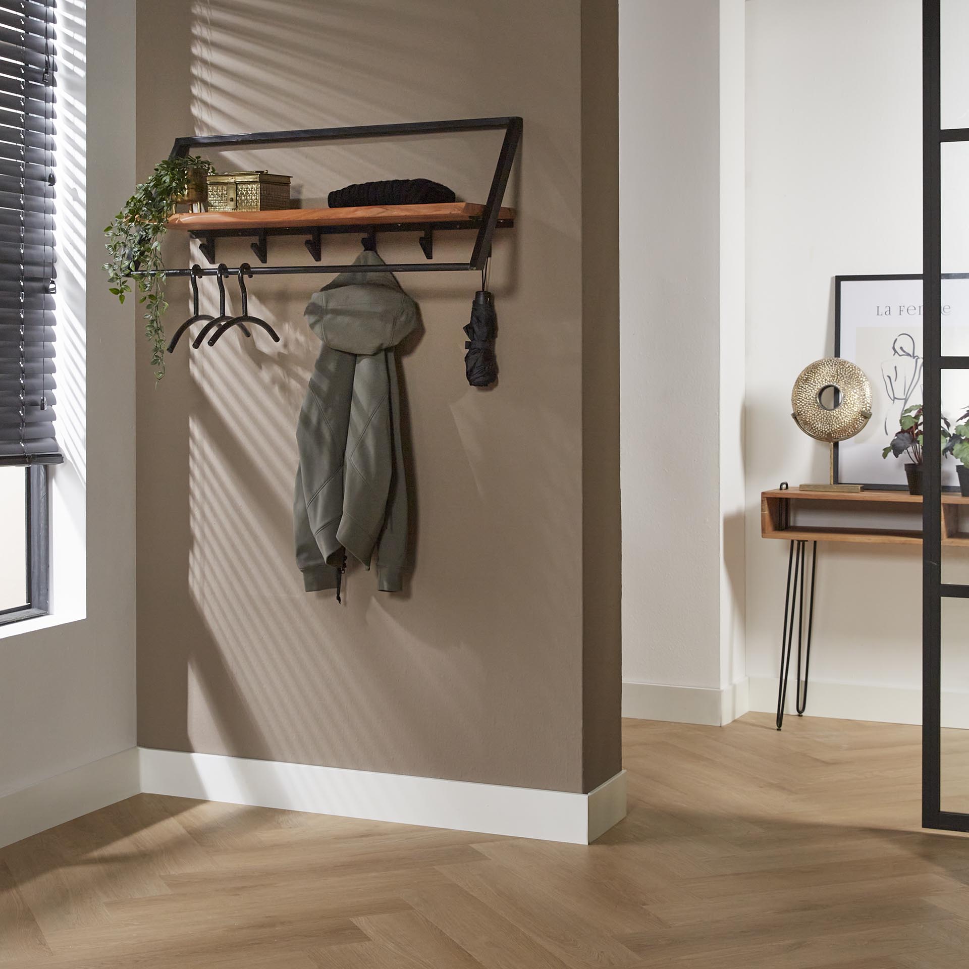 Kapstok Echo - Acaciahout - 6 haken - 100 cm