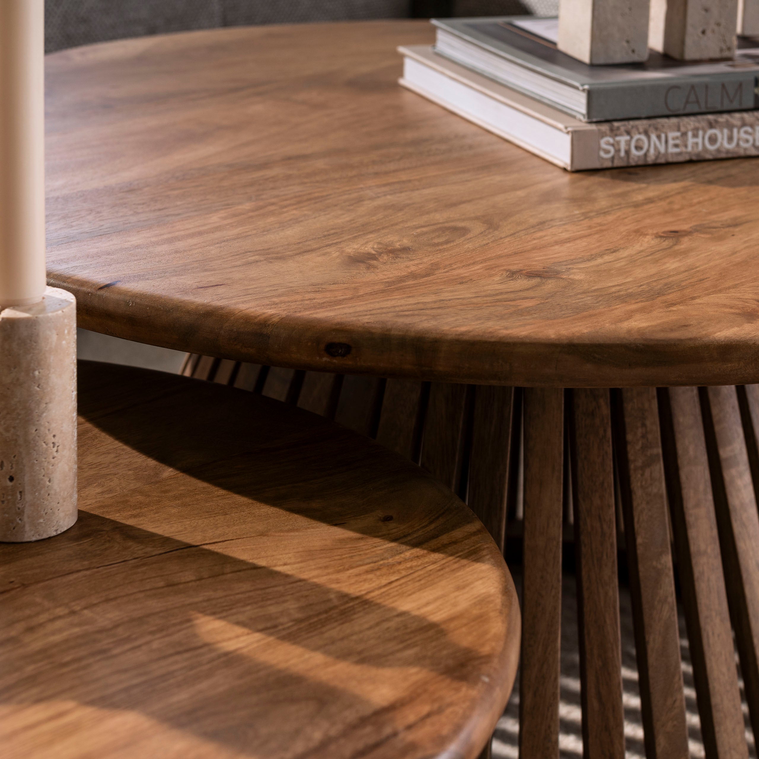 Salontafel Nebula - Rond - Mangohout - Set van 2