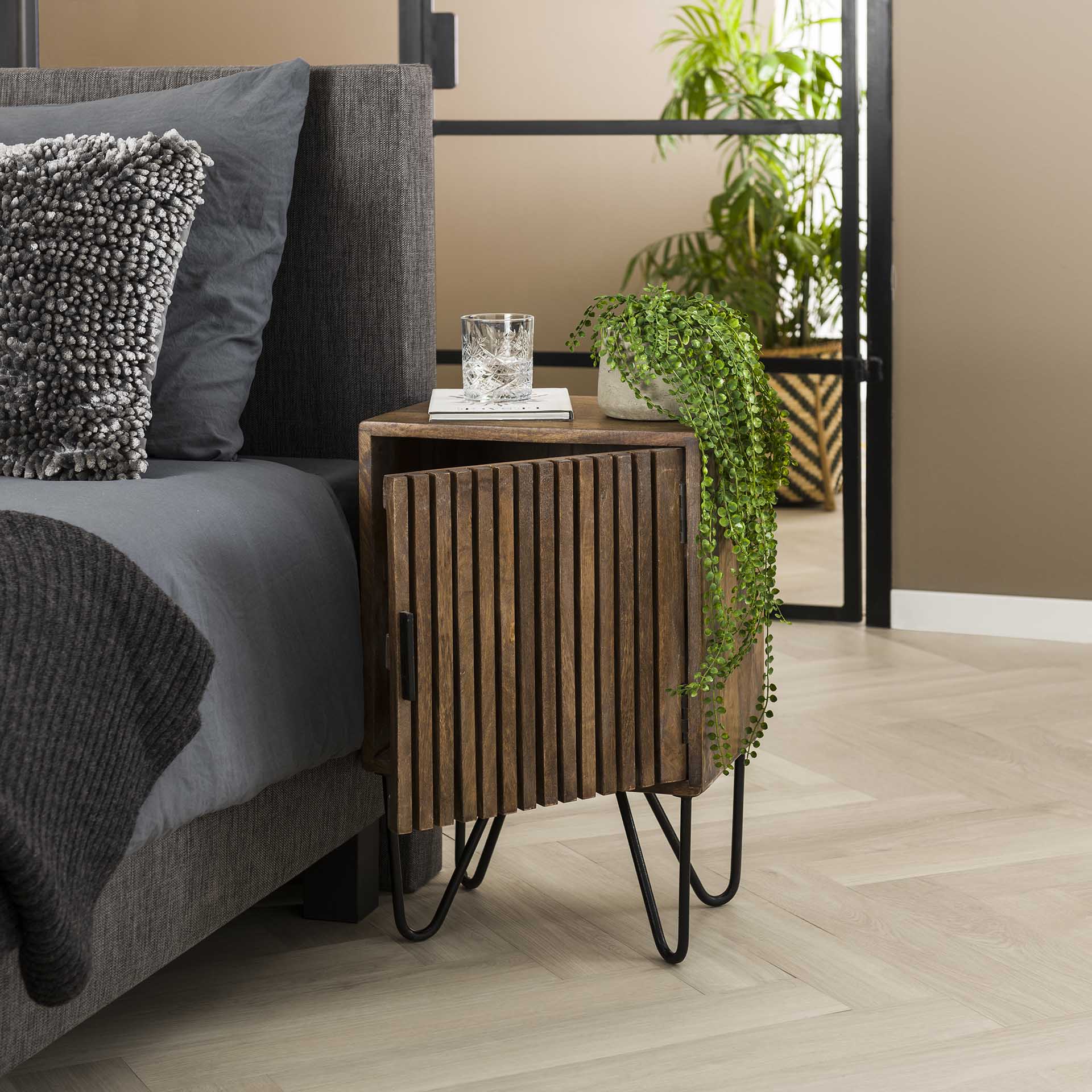 Nachtkastje Ethan - Donkerbruin - Mangohout - Set van 2