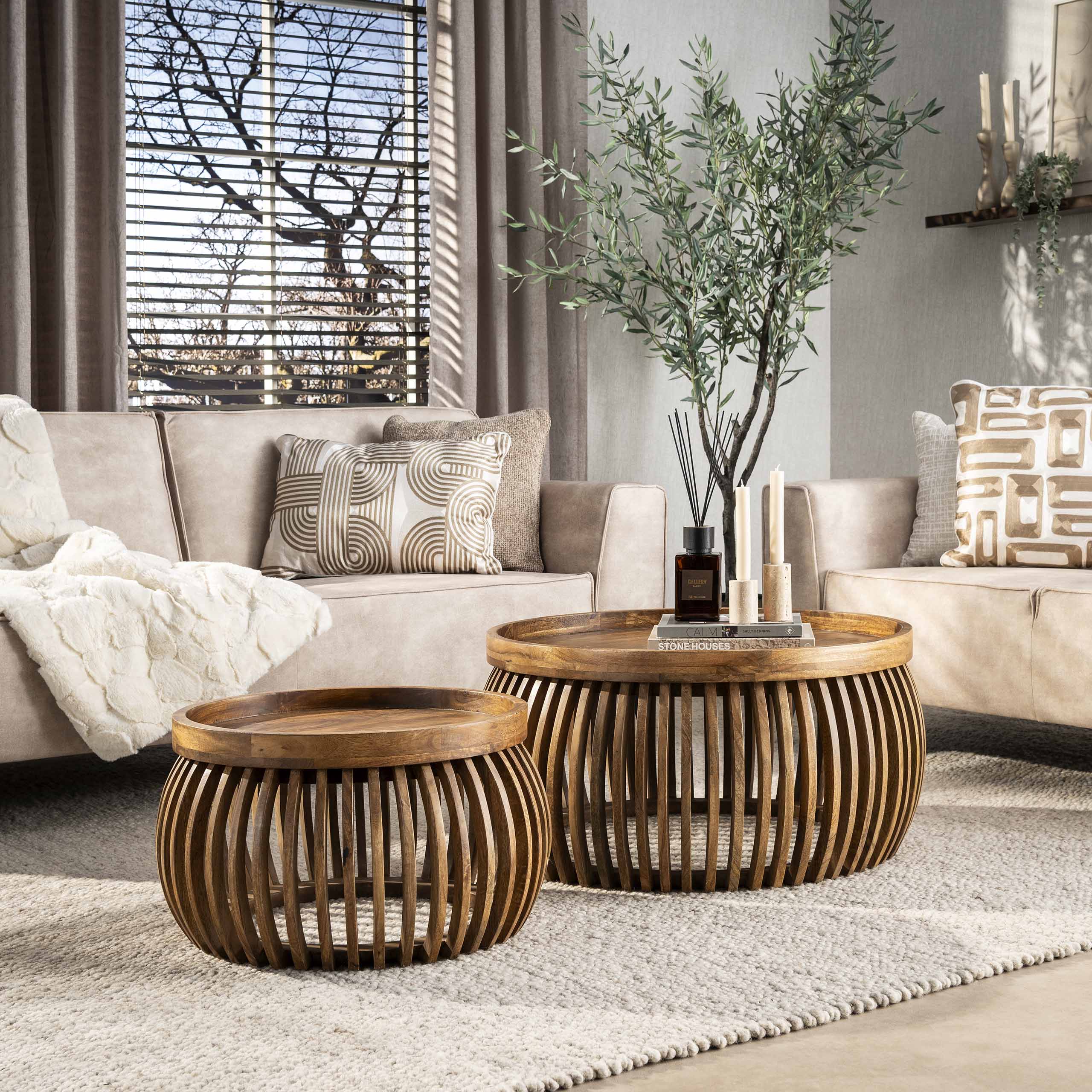 Salontafel Arcadia - Rond - Mangohout - Set van 2