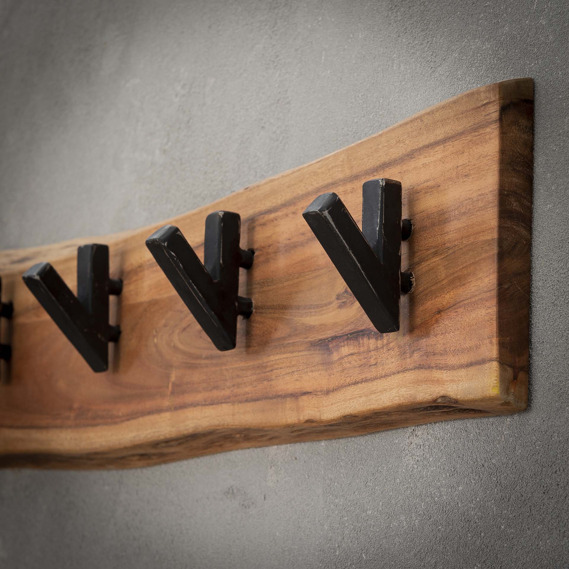 Kapstok Glimmer - Acaciahout - 5 haken - 60 cm