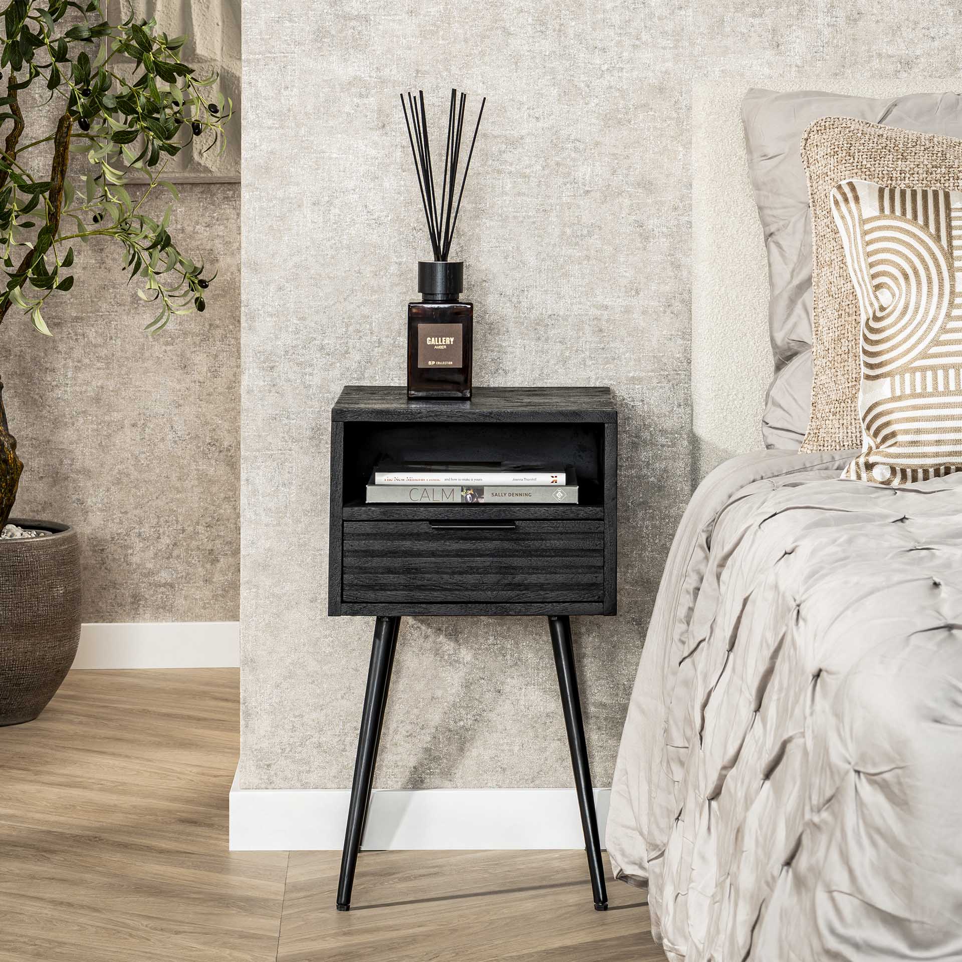 Klein Nachtkastje Astra - Zwart - Mangohout