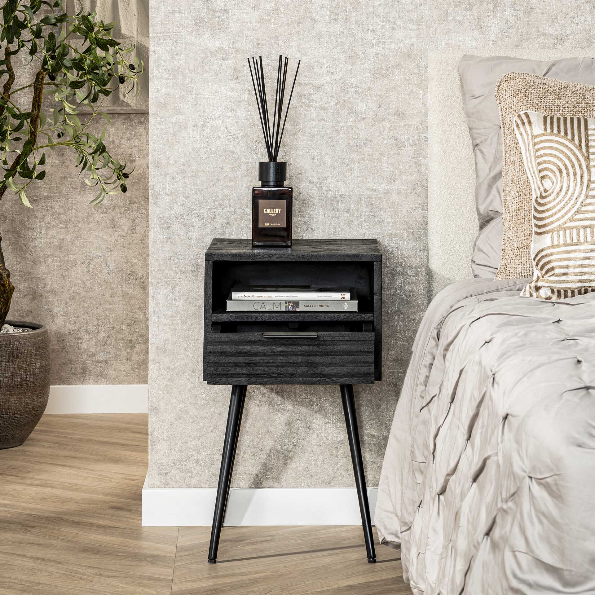 Klein Nachtkastje Astra - Zwart - Mangohout